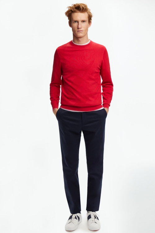 PANTALÓN CHINO REGULAR FIT DE MICROSARGA DE ALGODÓN