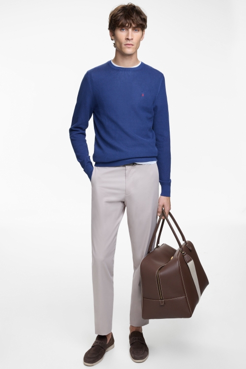 PANTALÓN RELAXED FIT DE MICROSARGA DE ALGODÓN