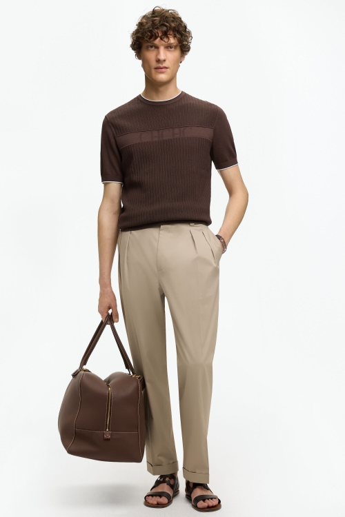 PANTALÓN RELAXED FIT DE MICROSARGA DE ALGODÓN