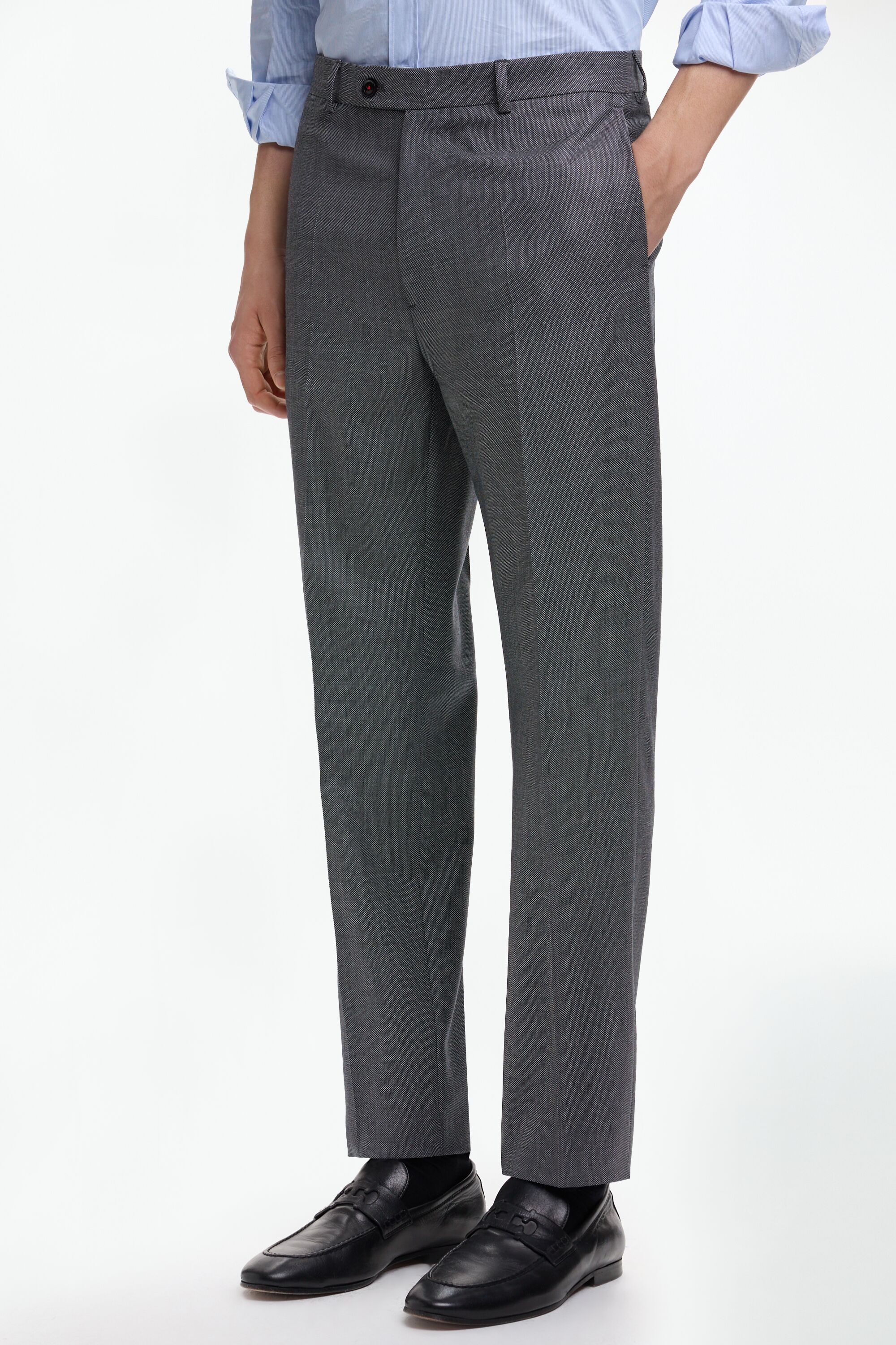 Pantalón de Traje Classic Fit Ojo de Perdiz Lana