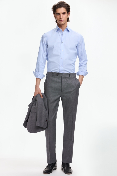 PANTALÓN DE TRAJE CLASSIC FIT OJO DE PERDIZ LANA