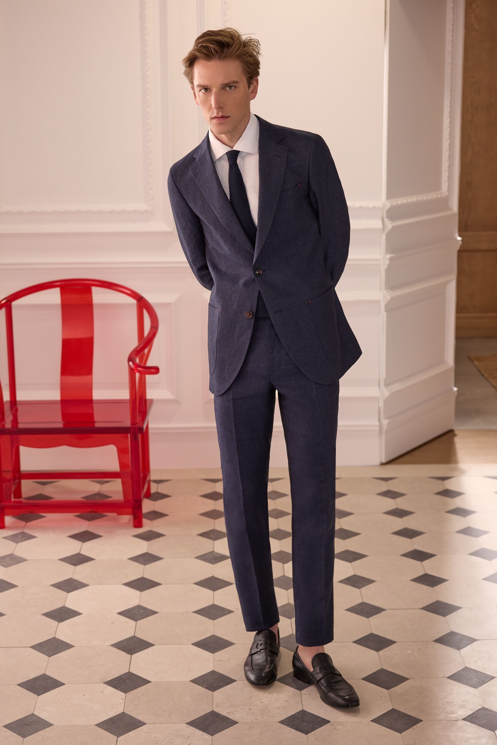 LINEN CLASSIC FIT SUIT PANTS
