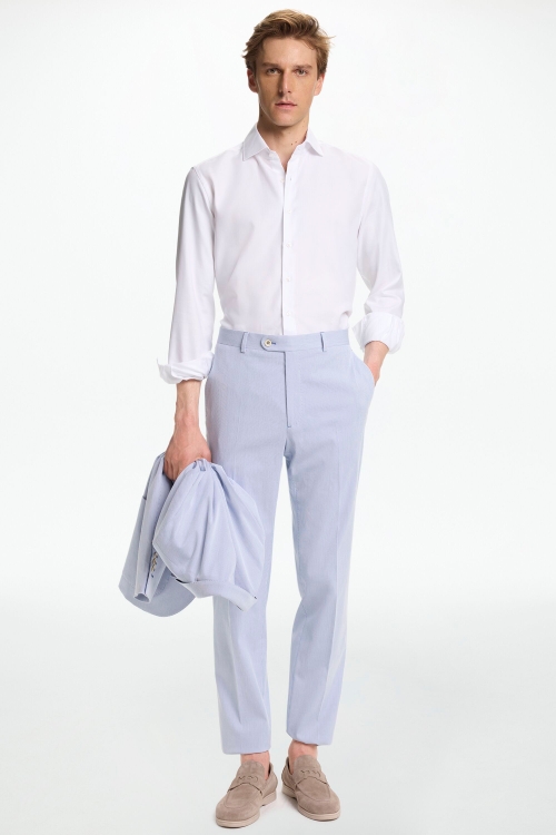 PANTALÓN DE TRAJE CLASSIC FIT DE CANUTILLO DE ALGODÓN