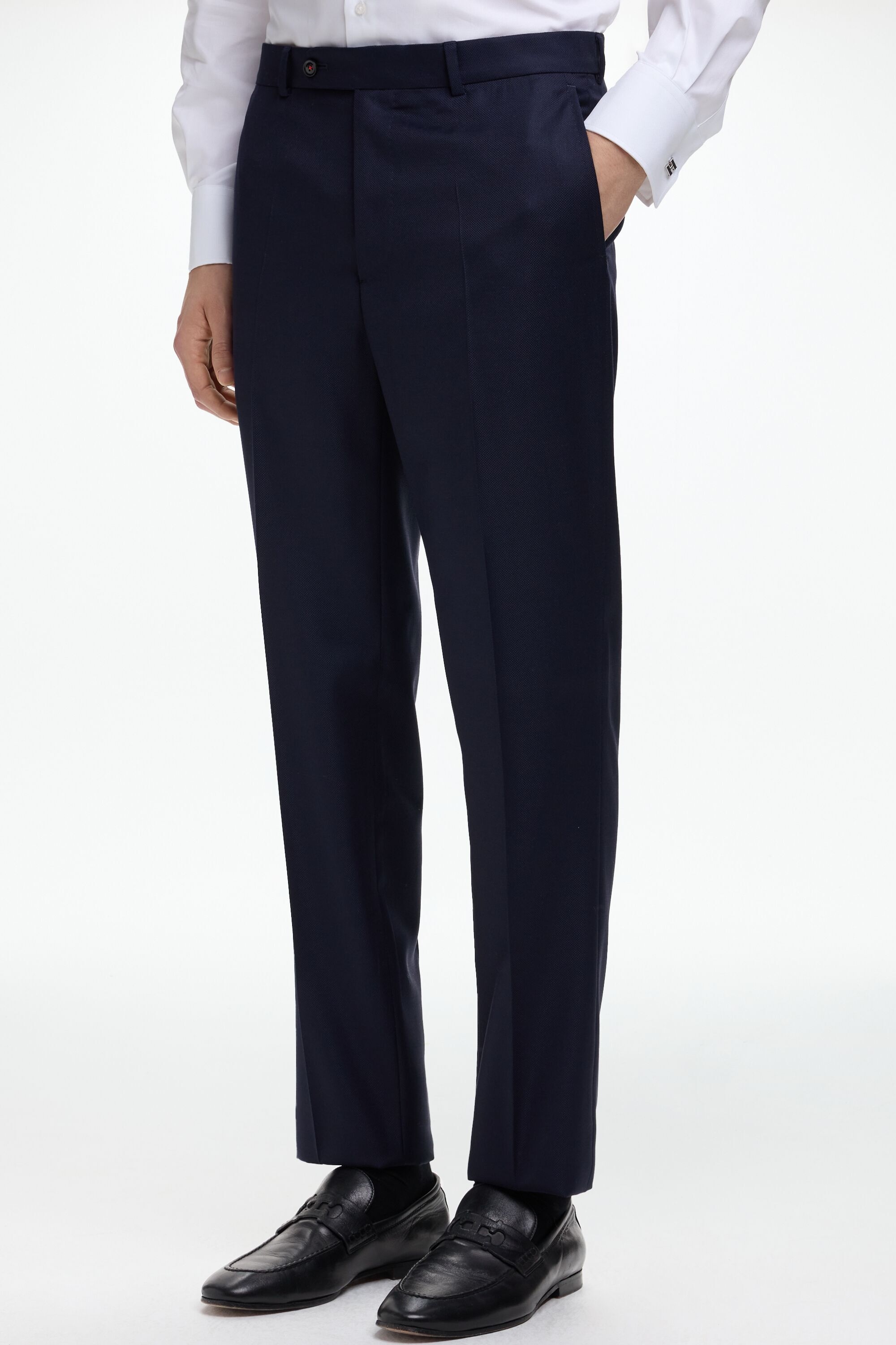 Textured wool classic fit suit pants