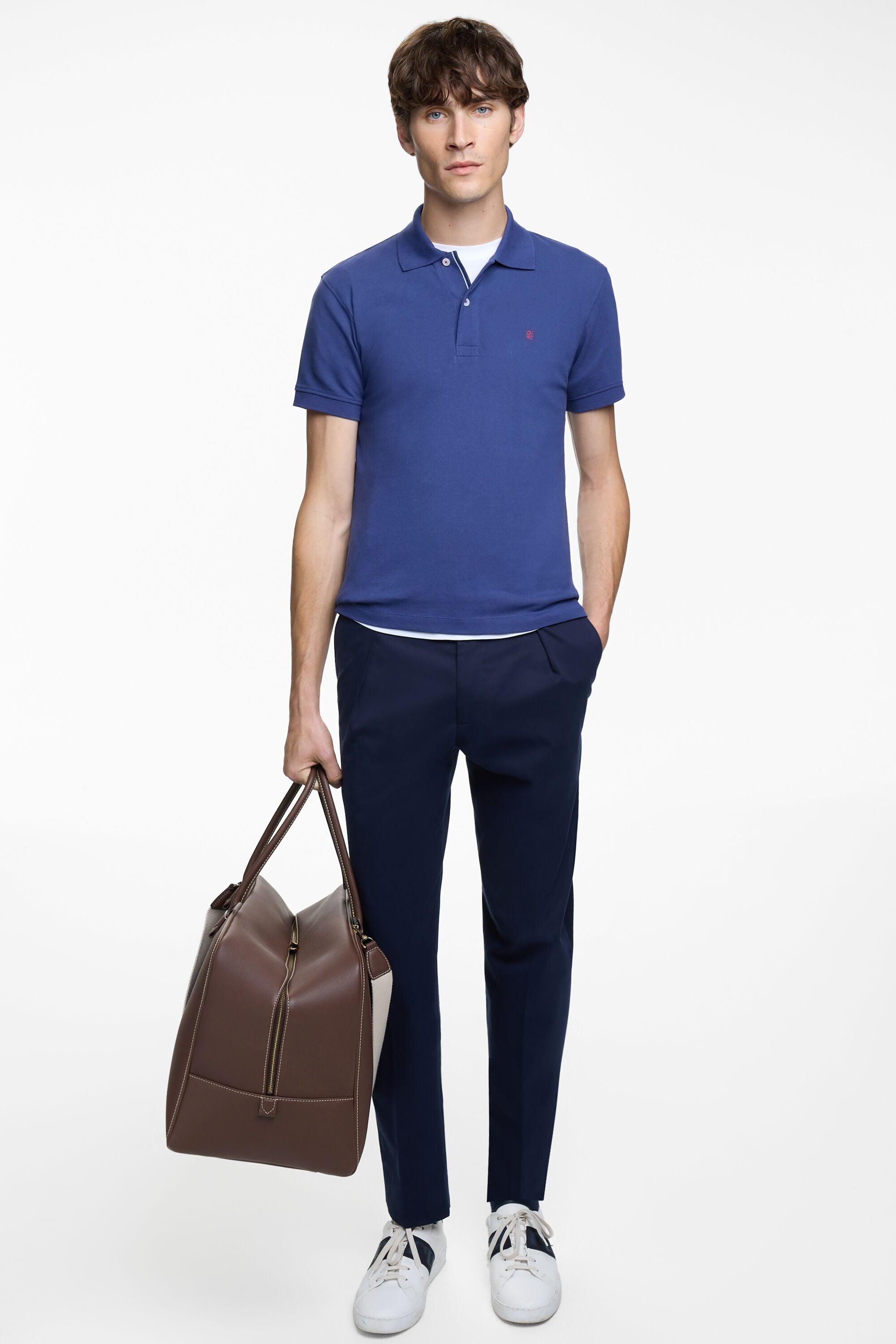 Piqué Slim Fit Polo Shirt cobalt - CH Carolina Herrera