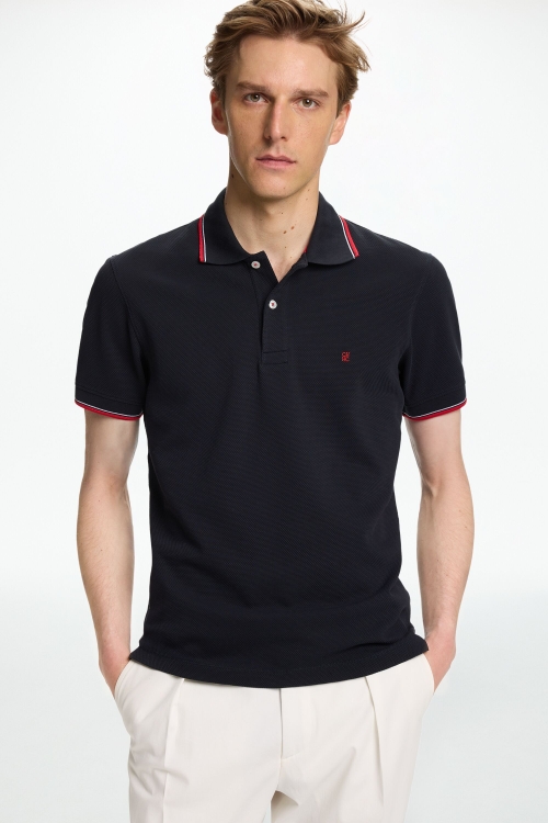 TEXTURED JERSEY POLO SHIRT