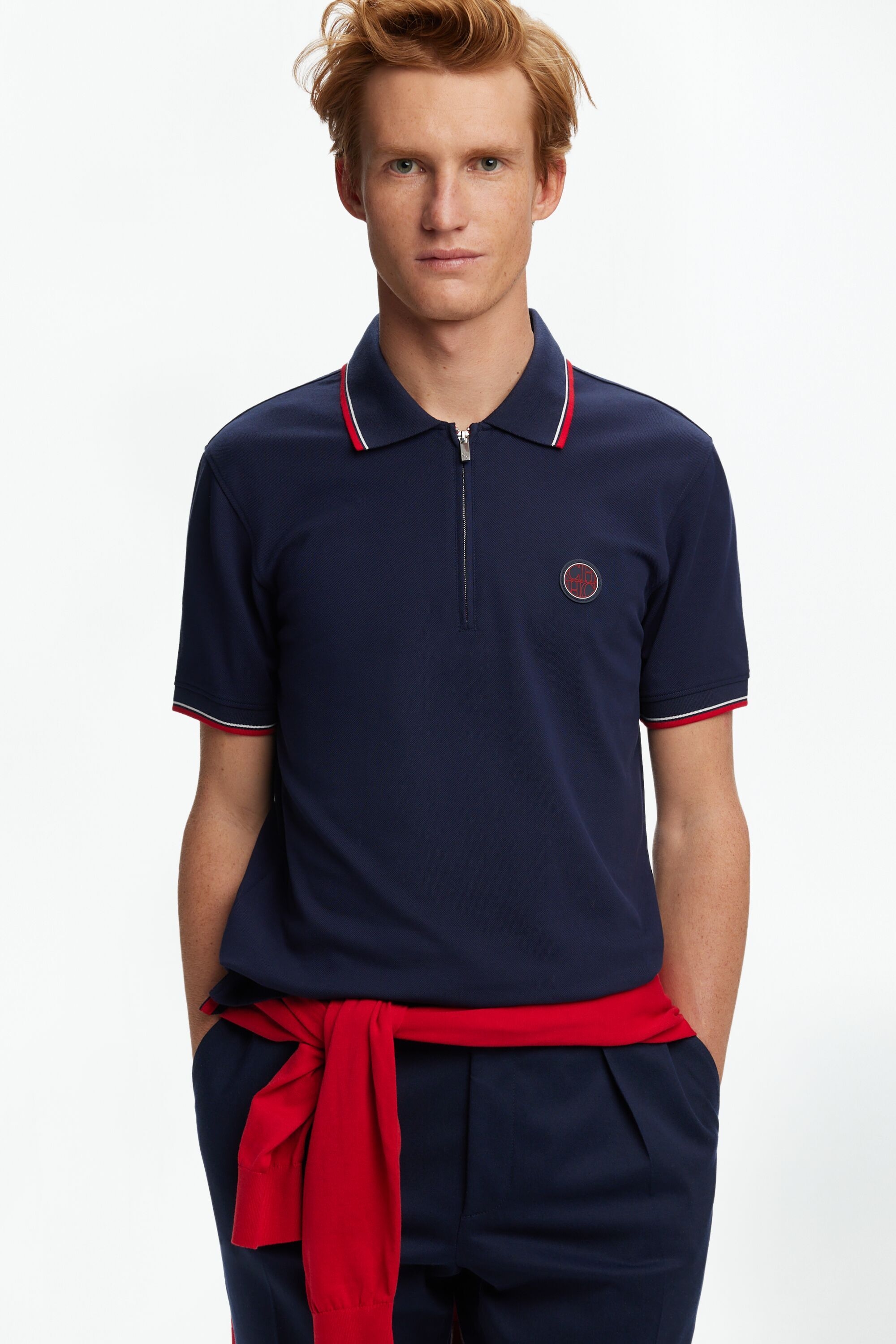 Stretch-Piqué Half-Zip Polo Shirt