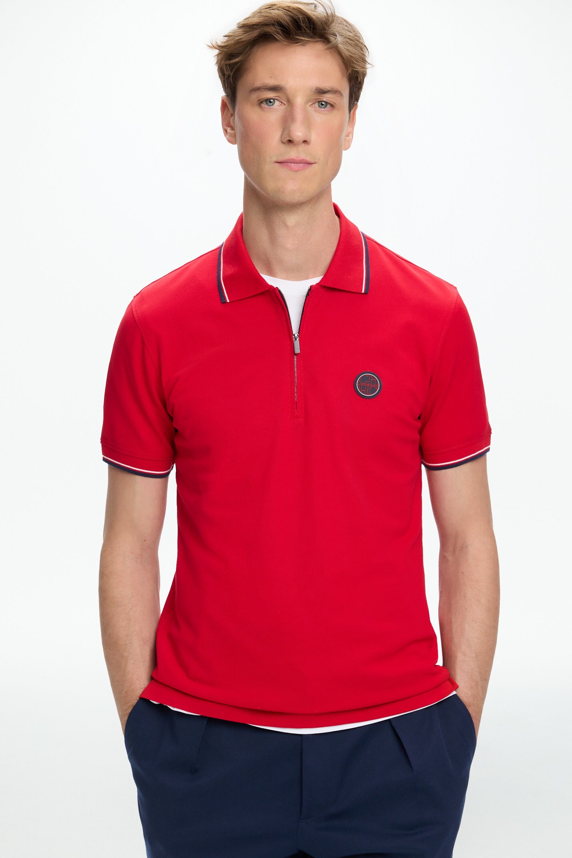 Stretch-Piqué Half-Zip Polo Shirt