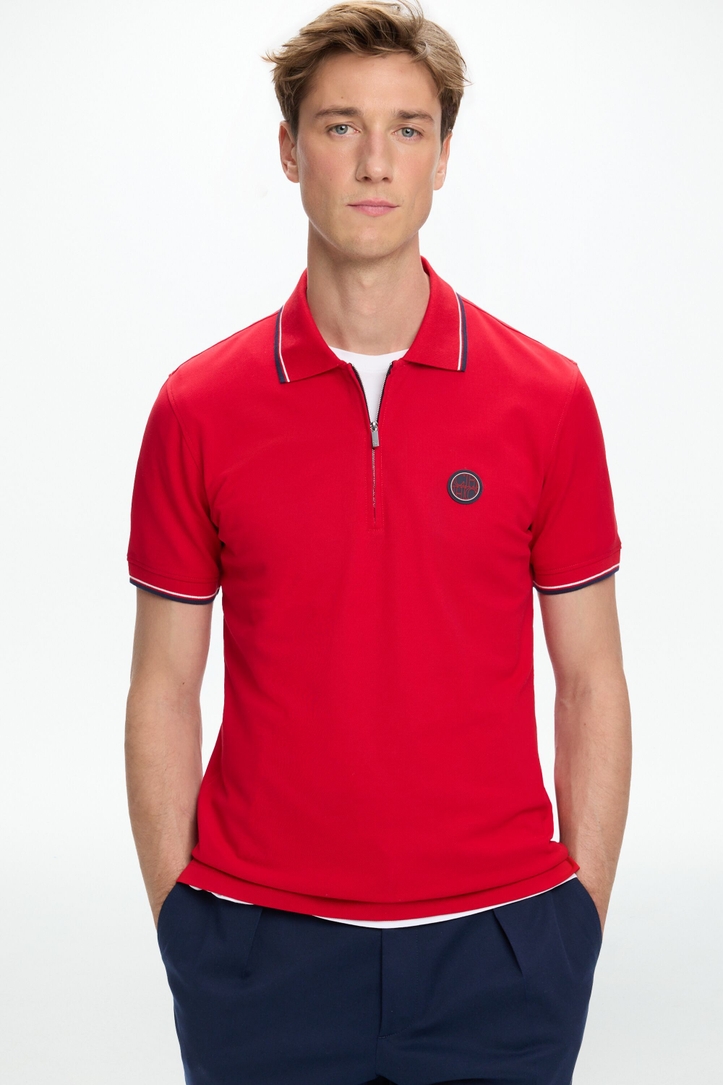 Stretch-Piqué Half-Zip Polo Shirt