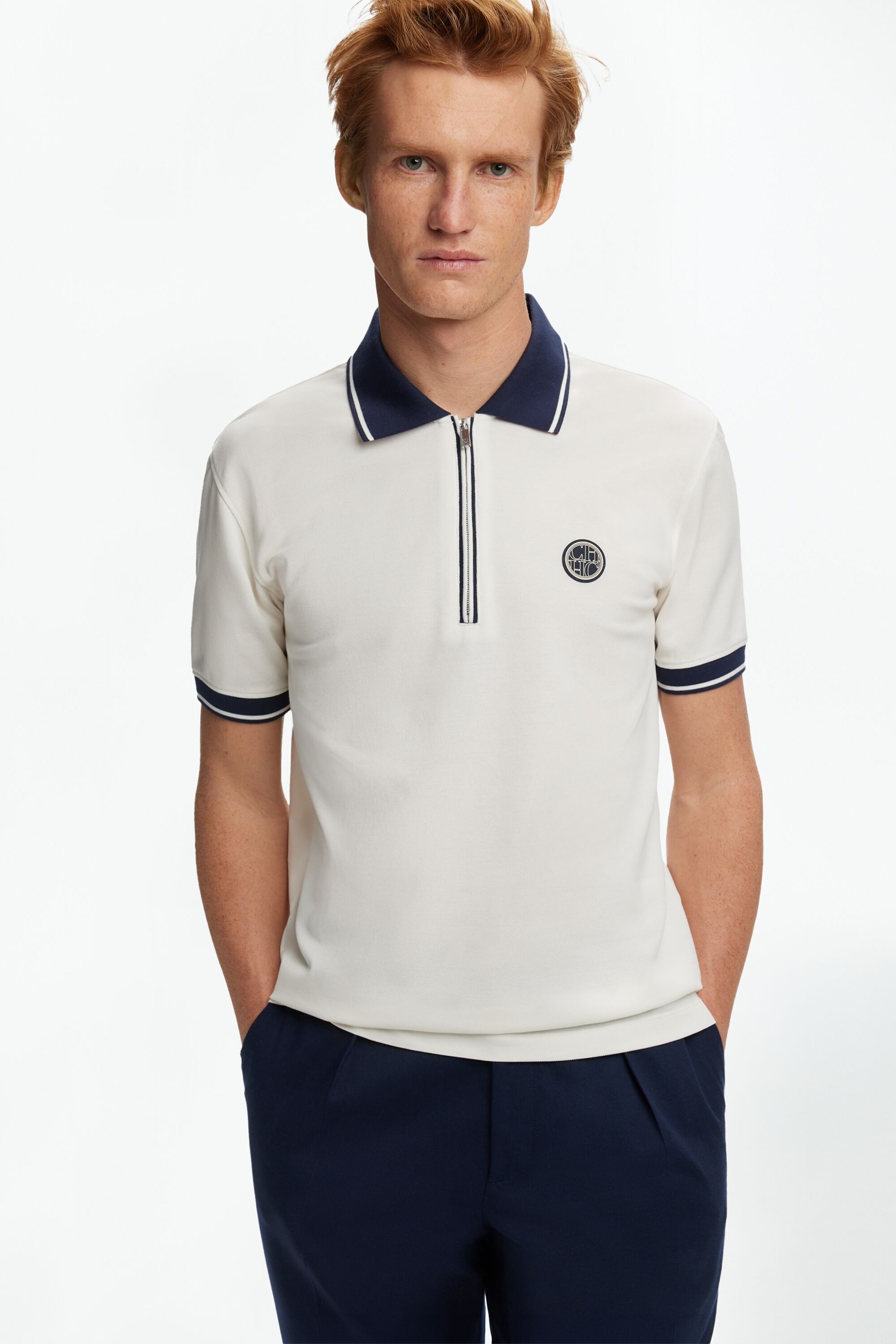 Stretch-Piqué Half-Zip Polo Shirt