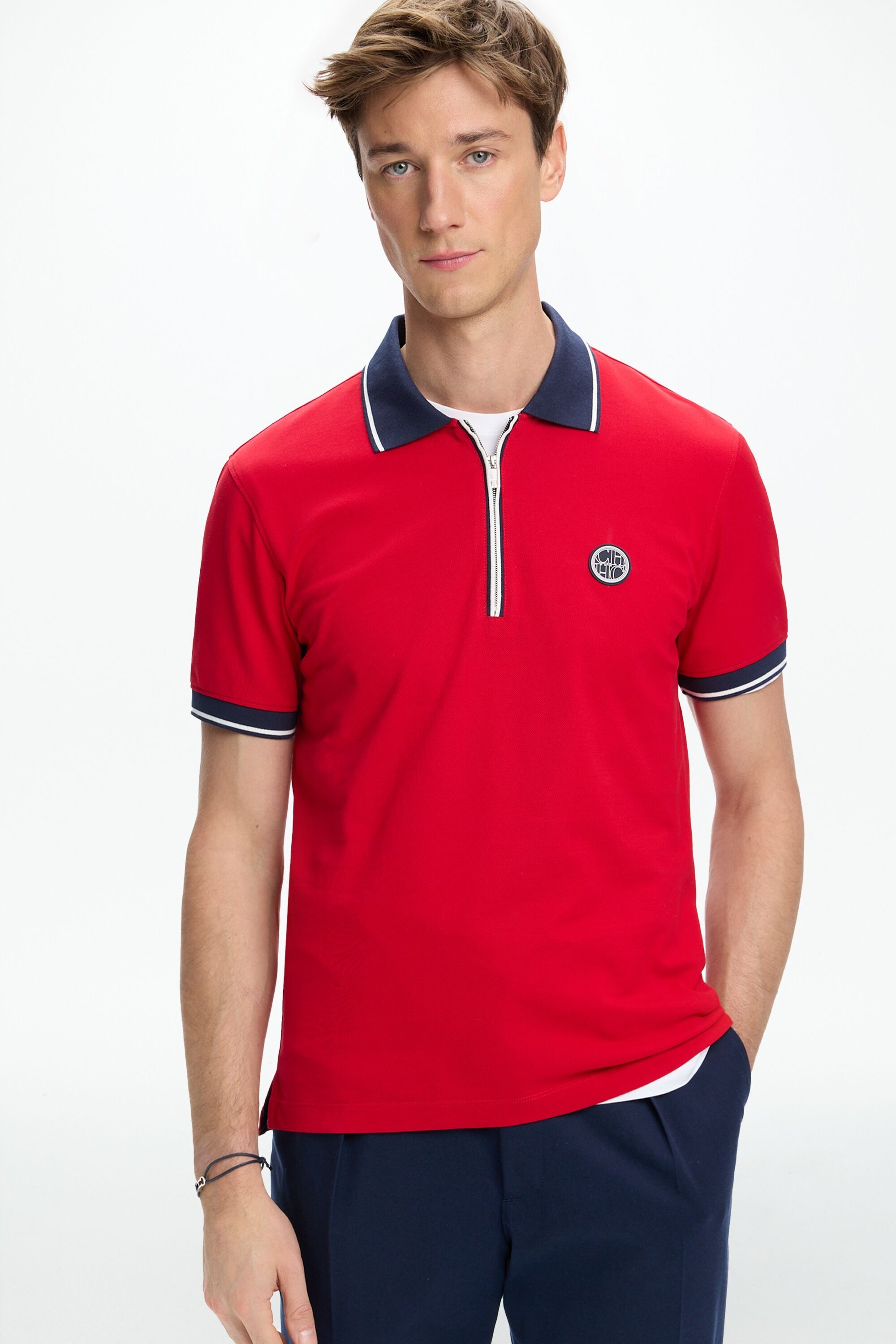 Stretch-Piqué Half-Zip Polo Shirt