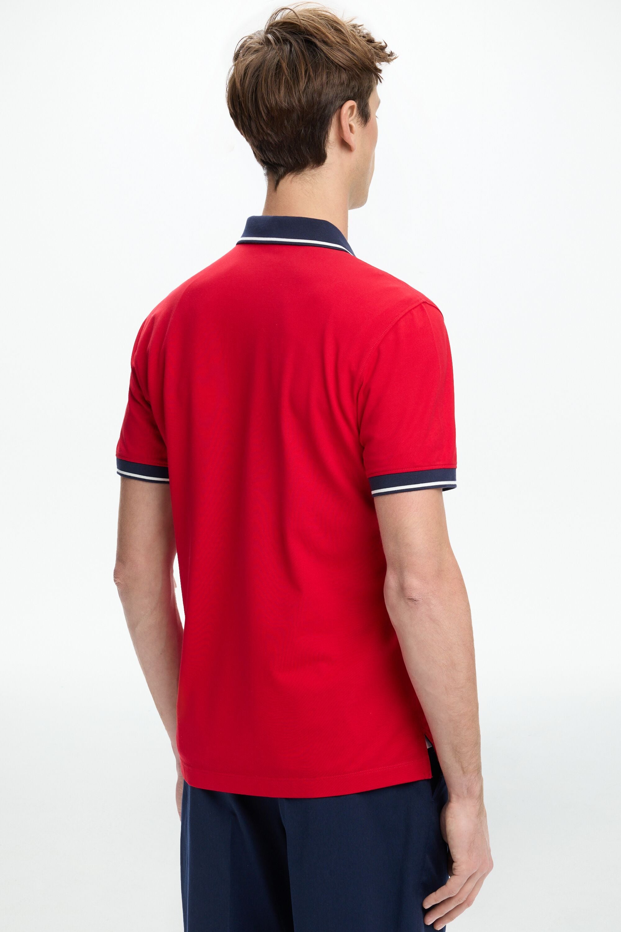 Stretch-Piqué Half-Zip Polo Shirt red - CH Carolina Herrera