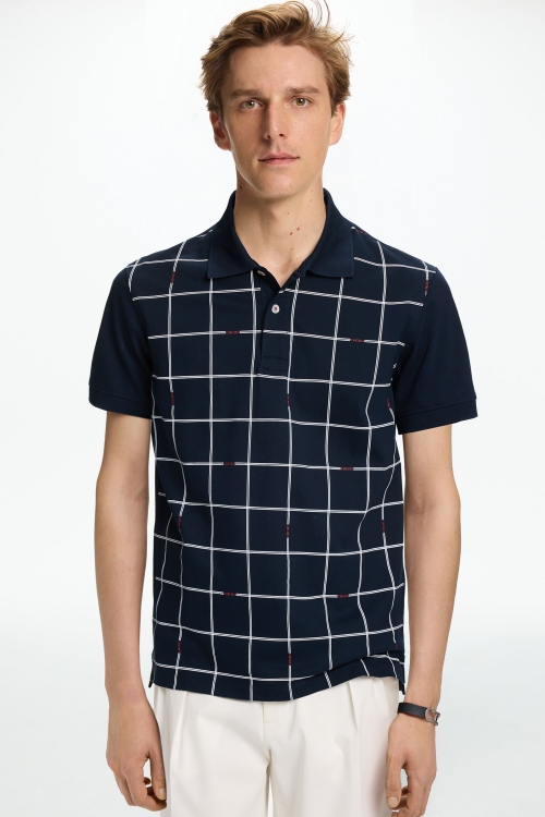 CH WINDOWPANE PRINT PIQUÉ POLO SHIRT