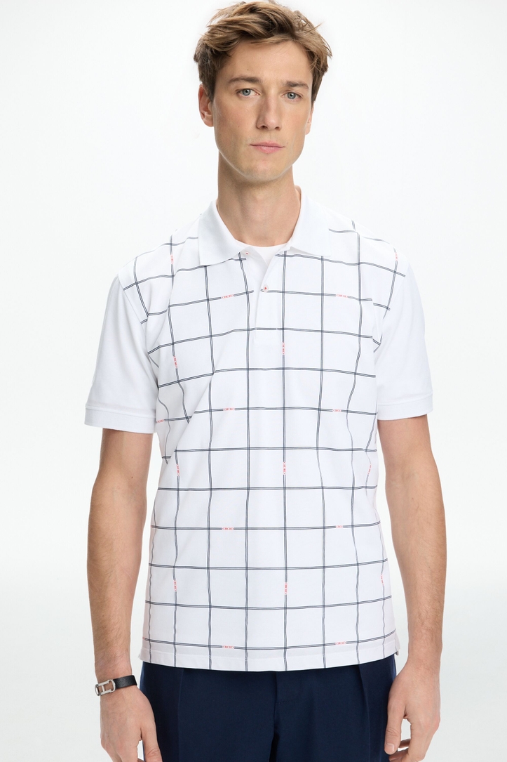 CH Windowpane Print Piqué Polo Shirt