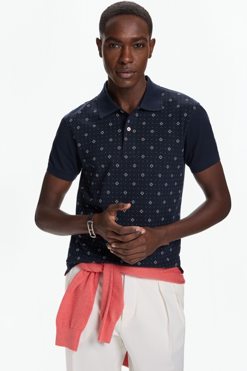 POLO DE PIQUÉ ESTAMPADO ROSETTA INSIGNIA Y LUNARES