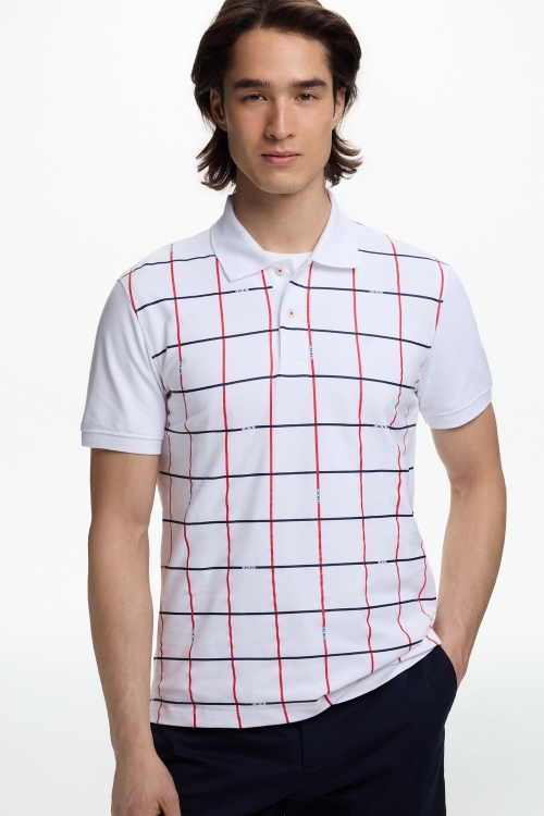 POLO DE PIQUÉ ESTAMPADO CUADRO VENTANA CH