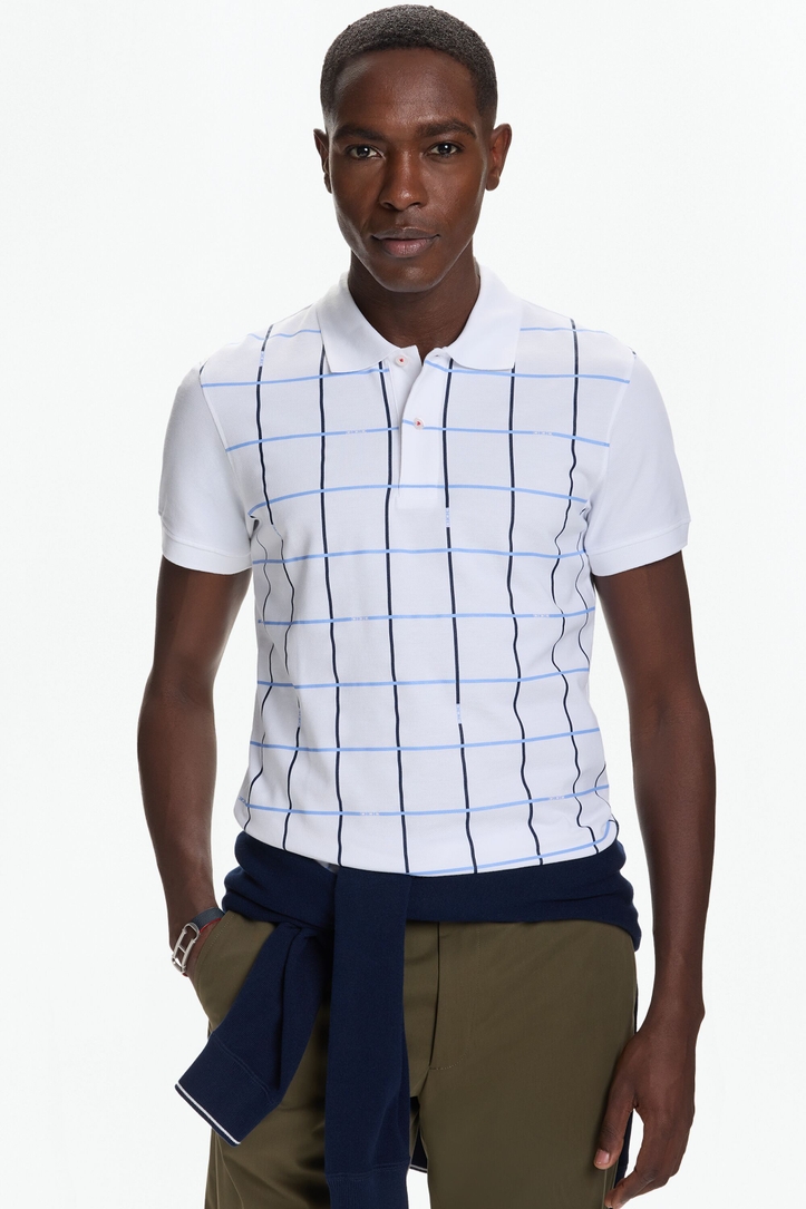 CH Windowpane Print Piqué Polo Shirt
