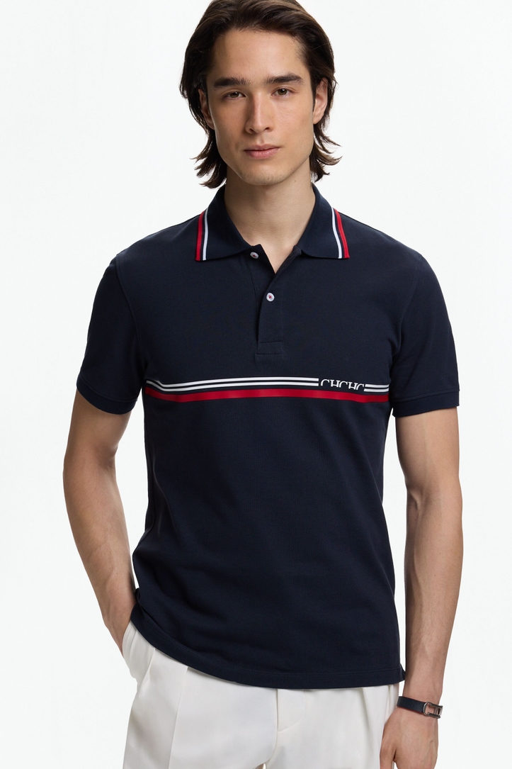 Polo de Piqué Estampado Banda CH