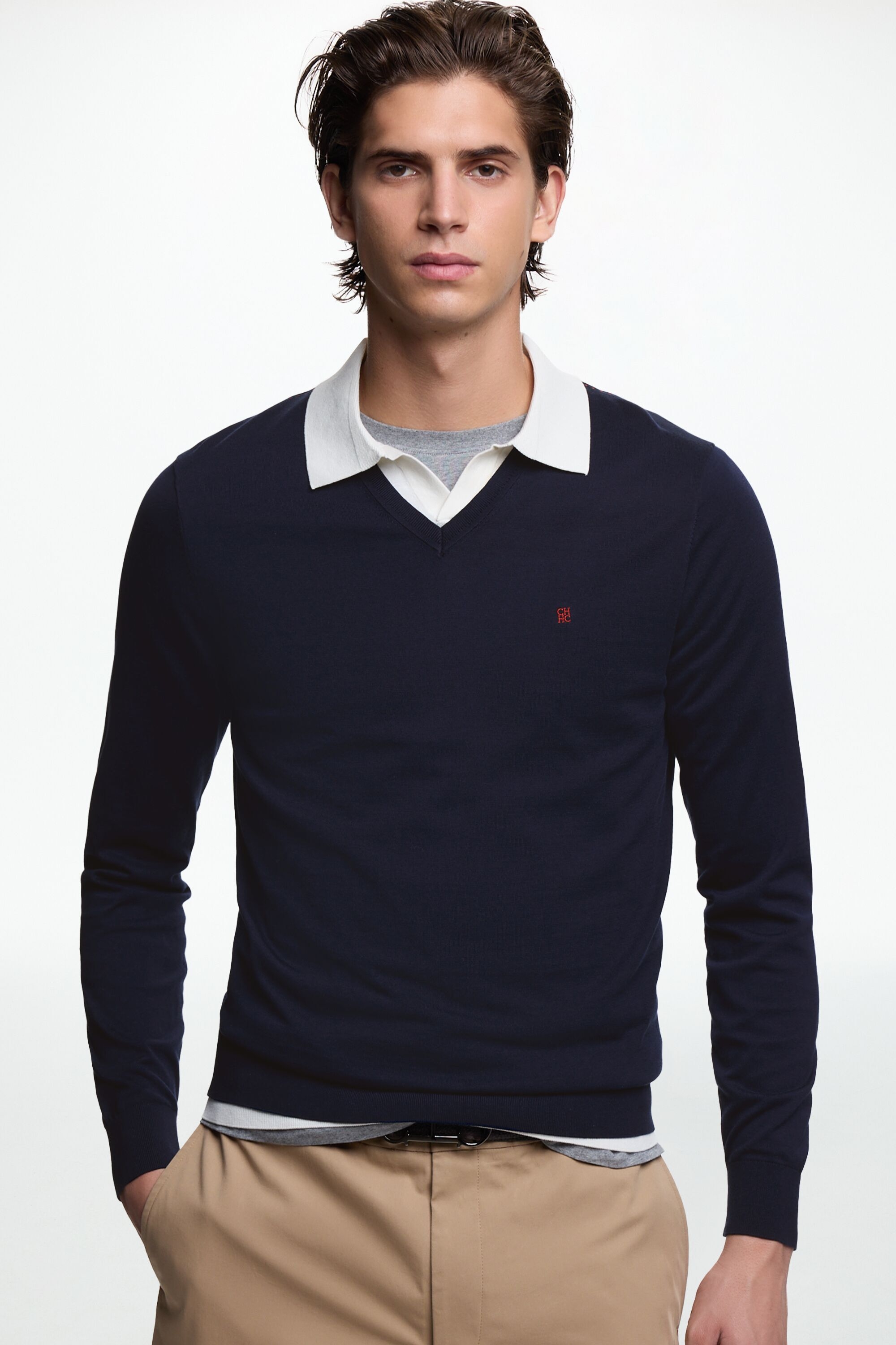 Gassed Cotton V-Neck Sweater