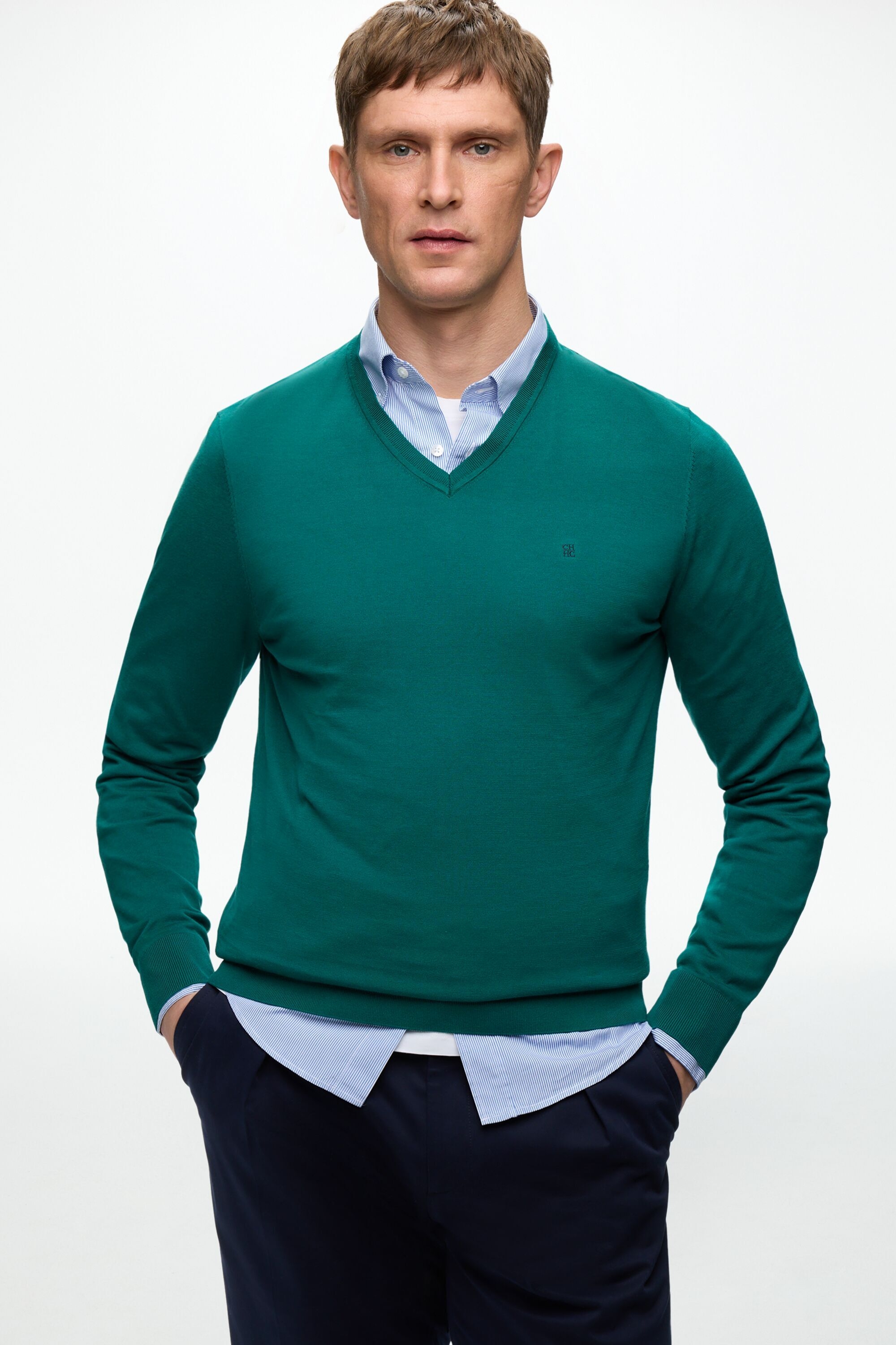 Gassed Cotton V-Neck Sweater