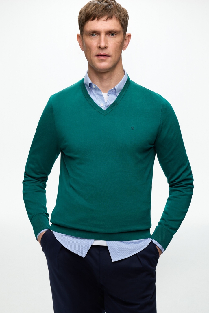 Gassed Cotton V-Neck Sweater