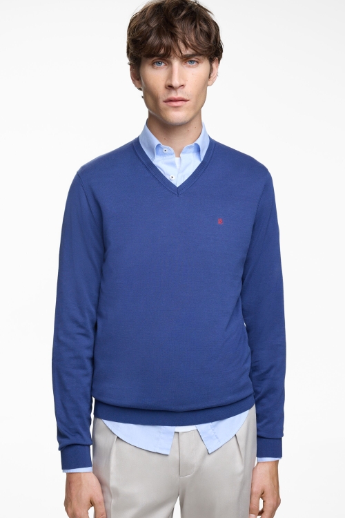 GASSED COTTON V-NECK SWEATER