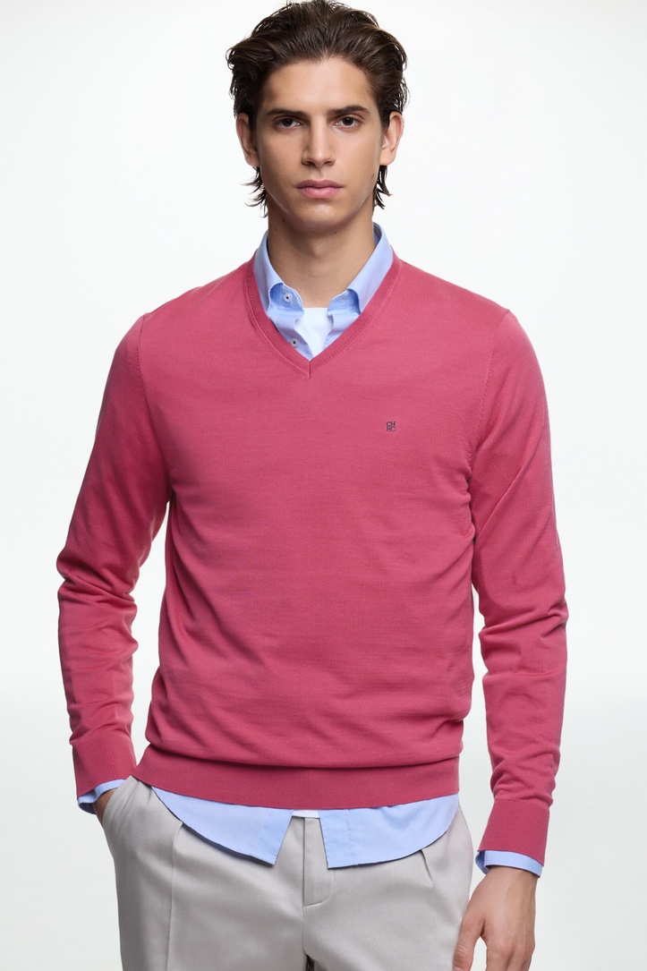 Gassed Cotton V-Neck Sweater