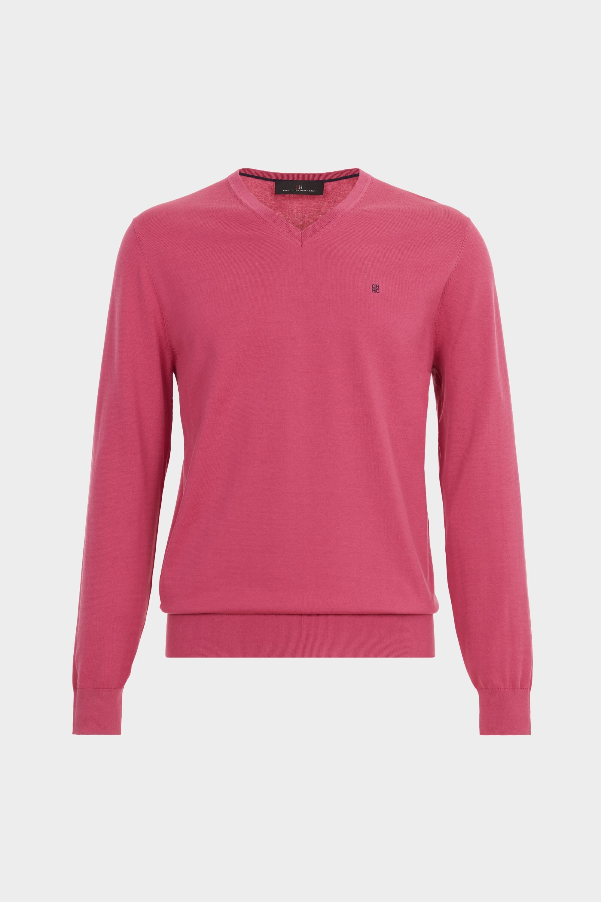 Gassed Cotton V-Neck Sweater geranium pink - CH Carolina