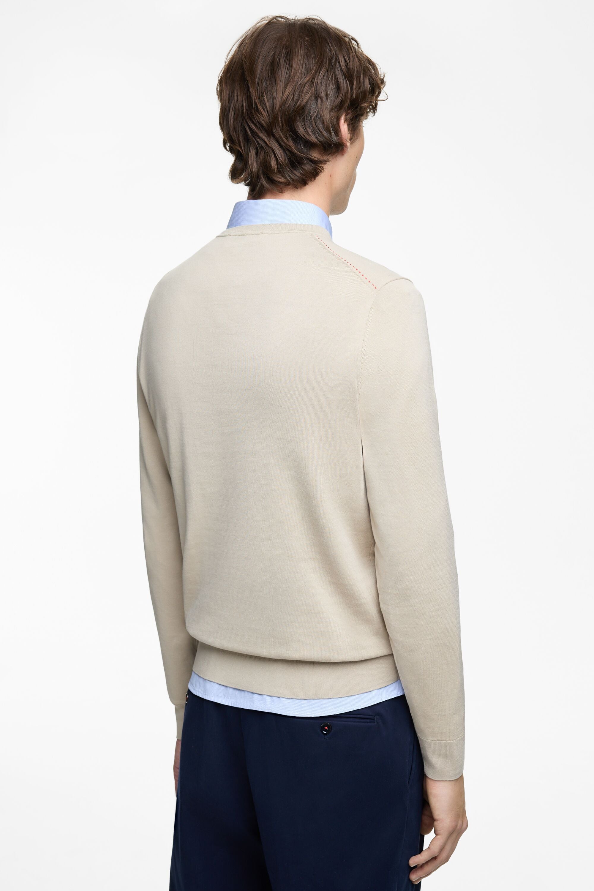 Gassed Cotton Crew Neck Sweater beige - CH Carolina Herrera