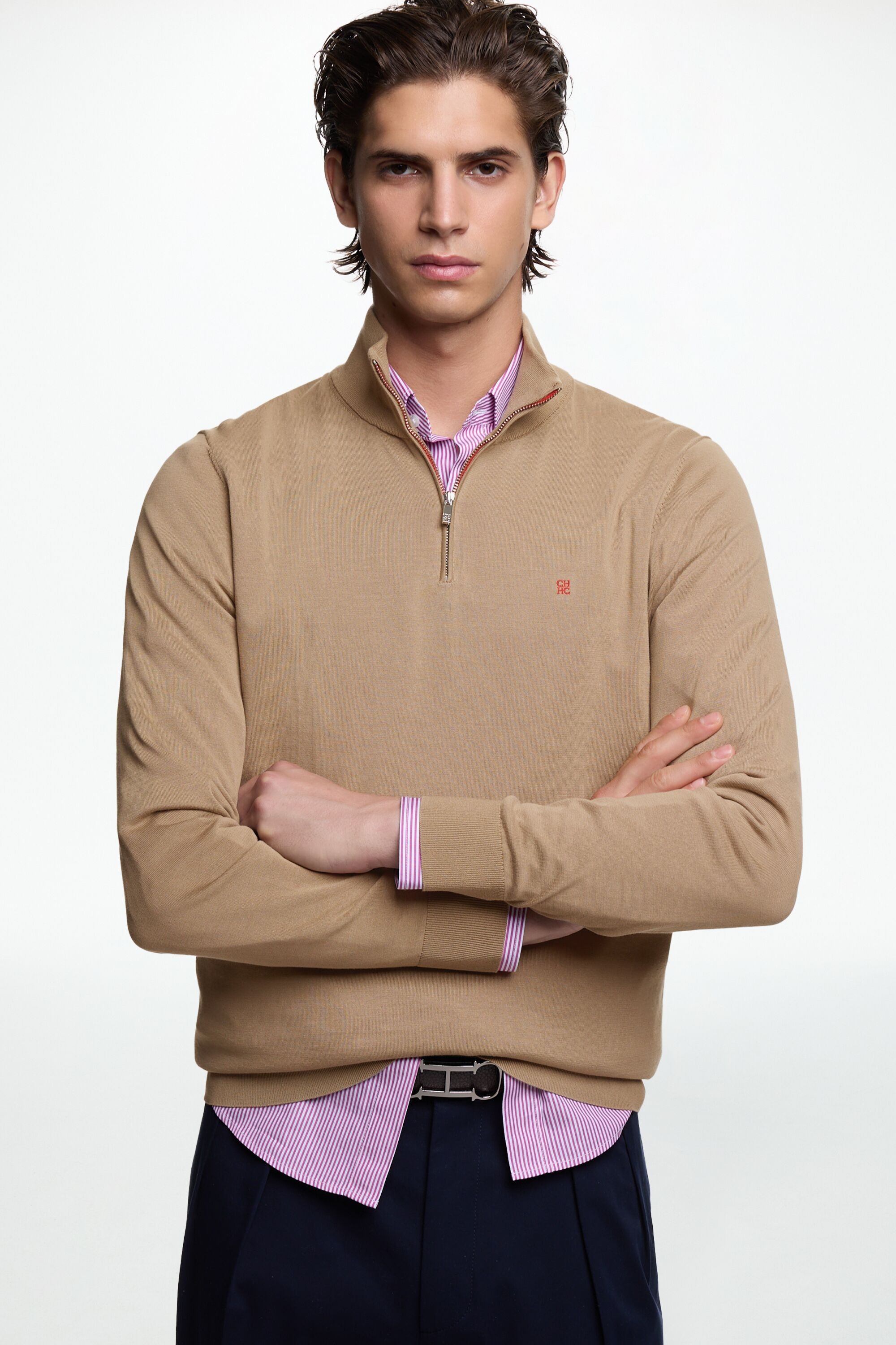 Jersey de Algodón Gaseado con Cremallera