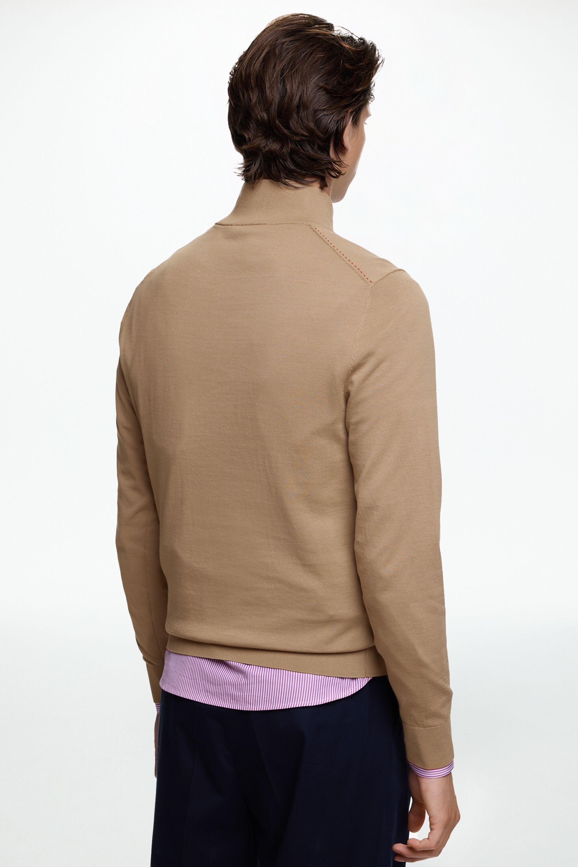 Gassed Cotton Half-Zip Sweater camel - CH Carolina Herrera