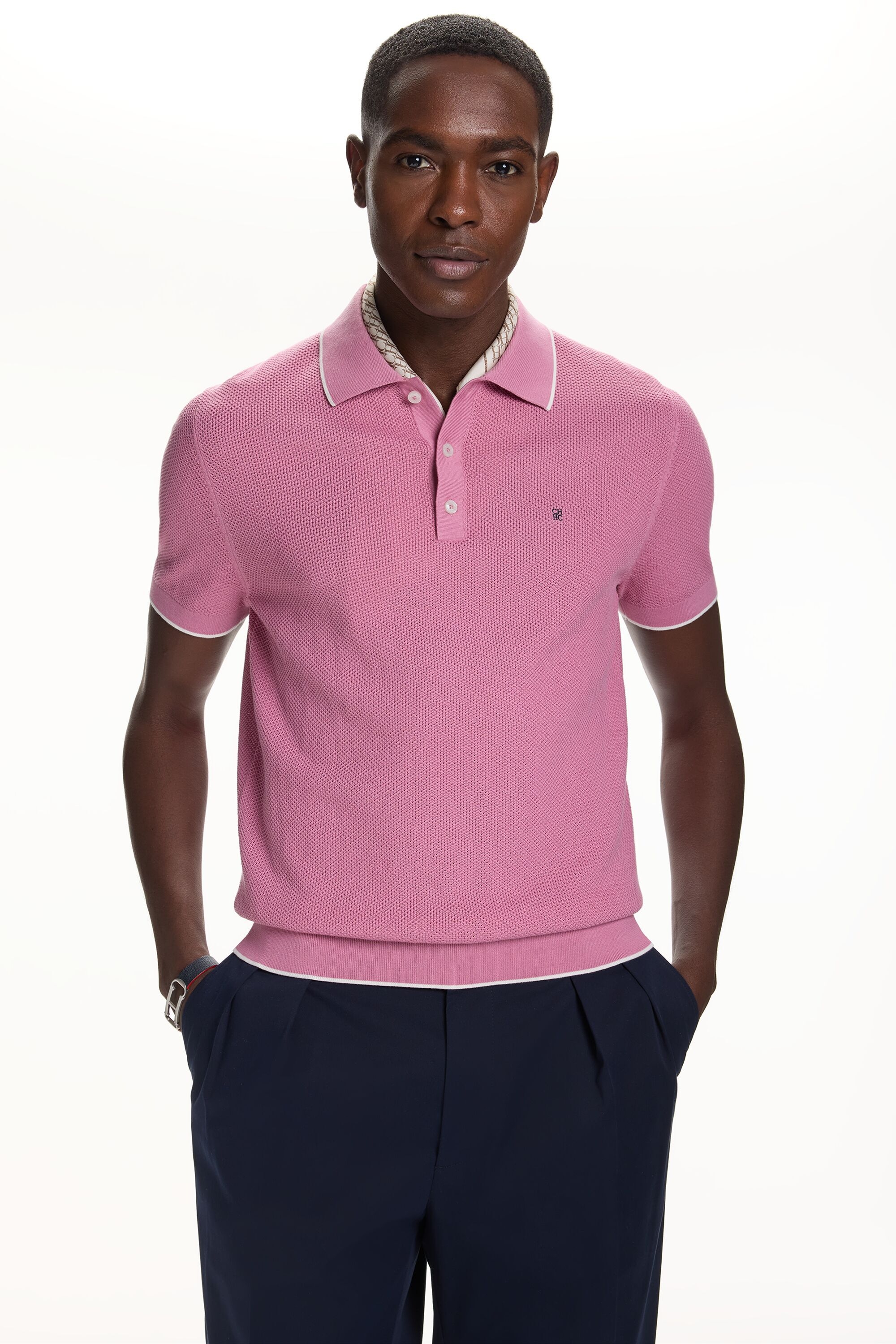 Textured Knit Polo Shirt