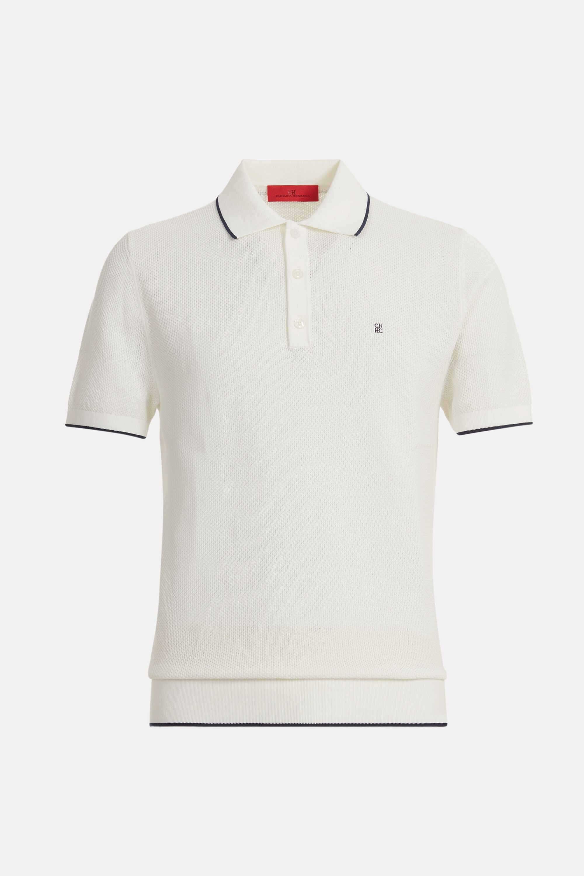 Textured Knit Polo Shirt ecru - CH Carolina Herrera United