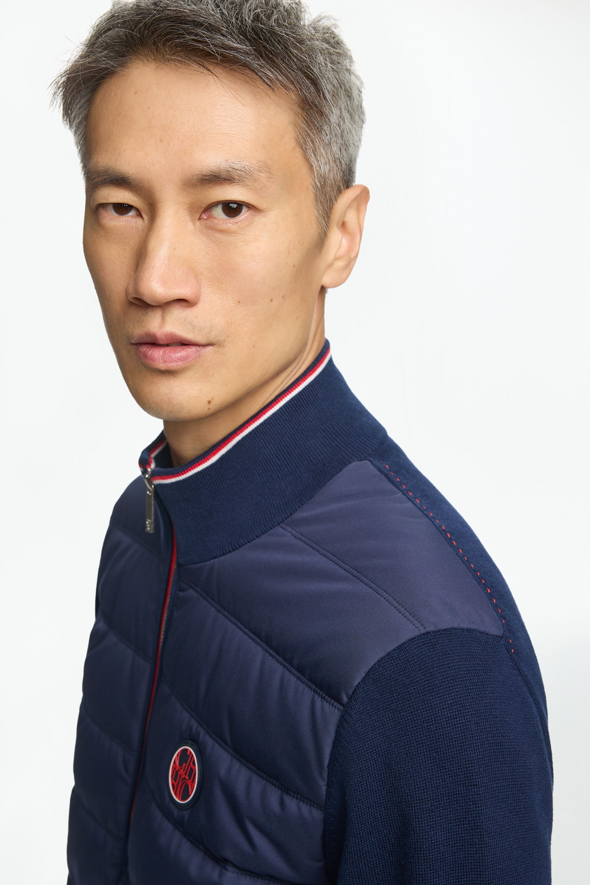 Knit and Quilted Nylon Cardigan navy - CH Carolina Herrera Knit and Quilted Nylon Cardigan navy - CH Carolina Herrera