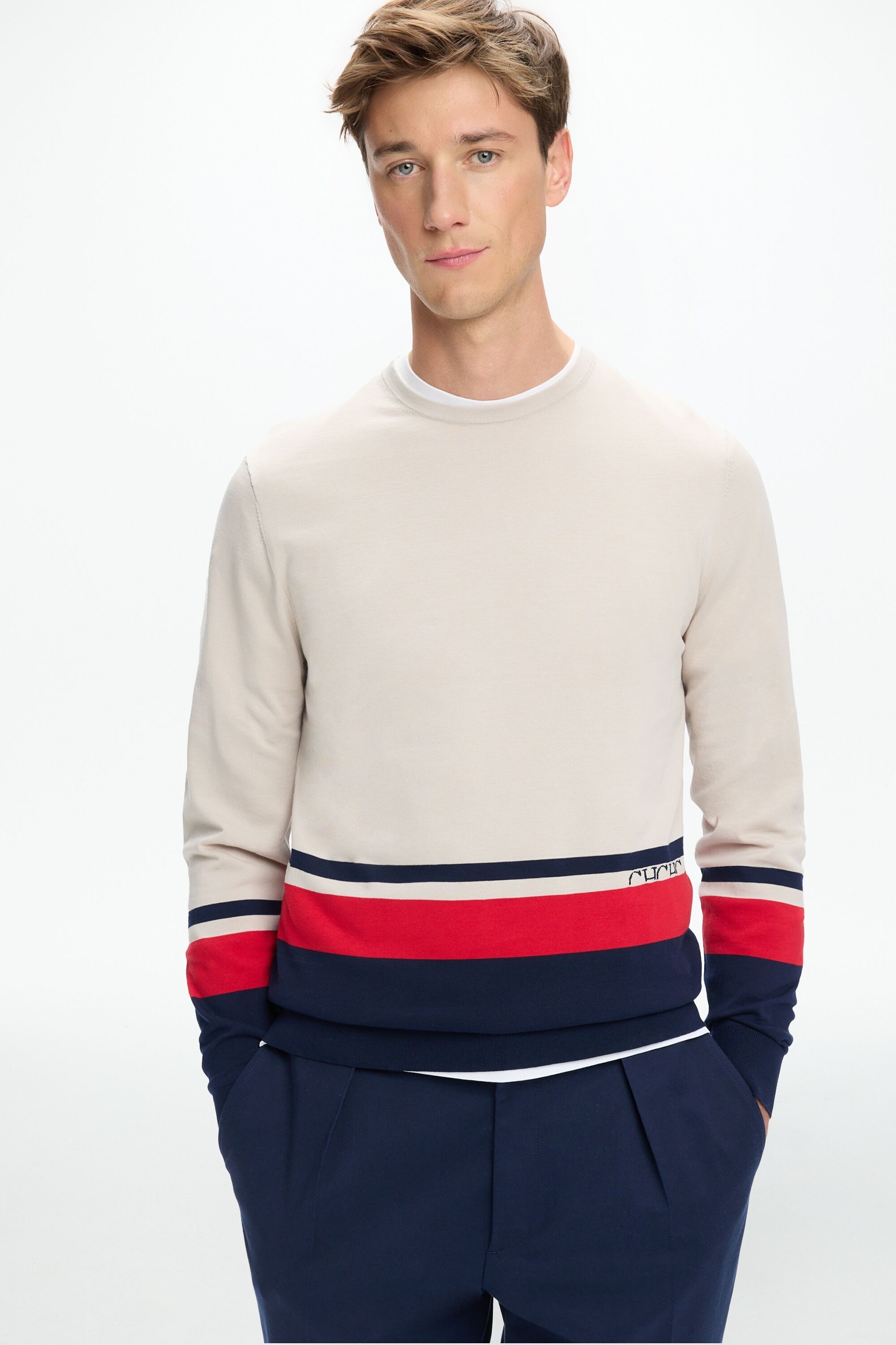 Striped Gassed Cotton Sweater