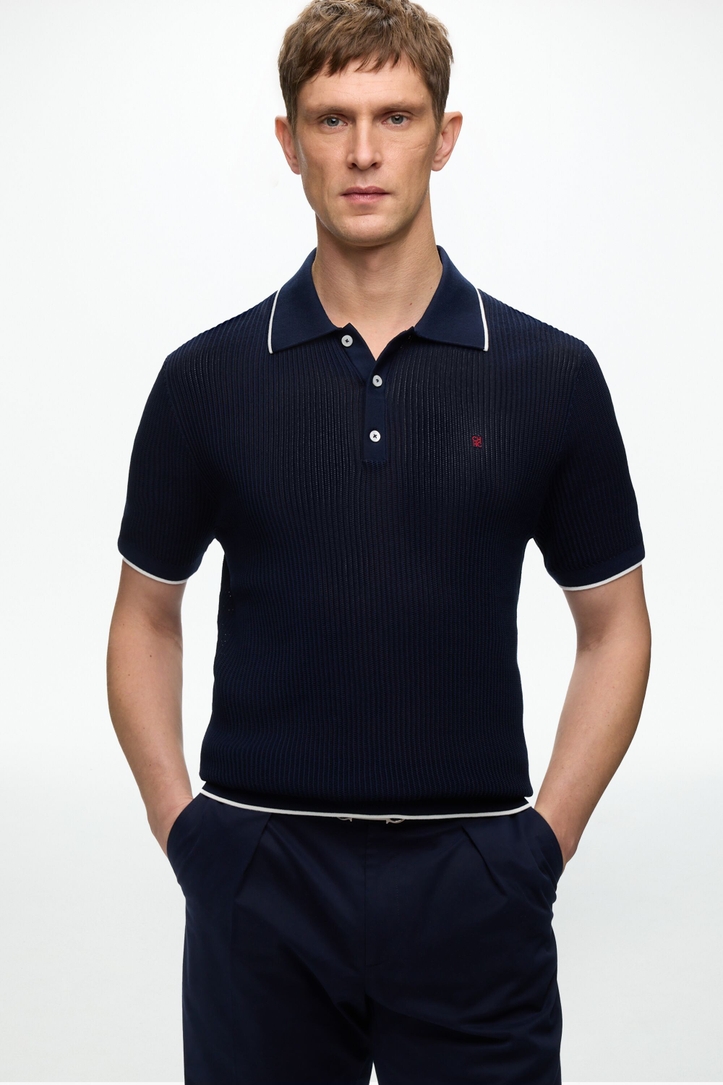 Pointelle Knit Polo Shirt