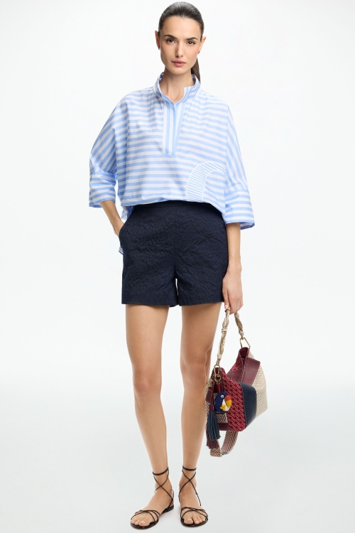 BERMUDA RECTA DE BROCADO EFECTO DENIM