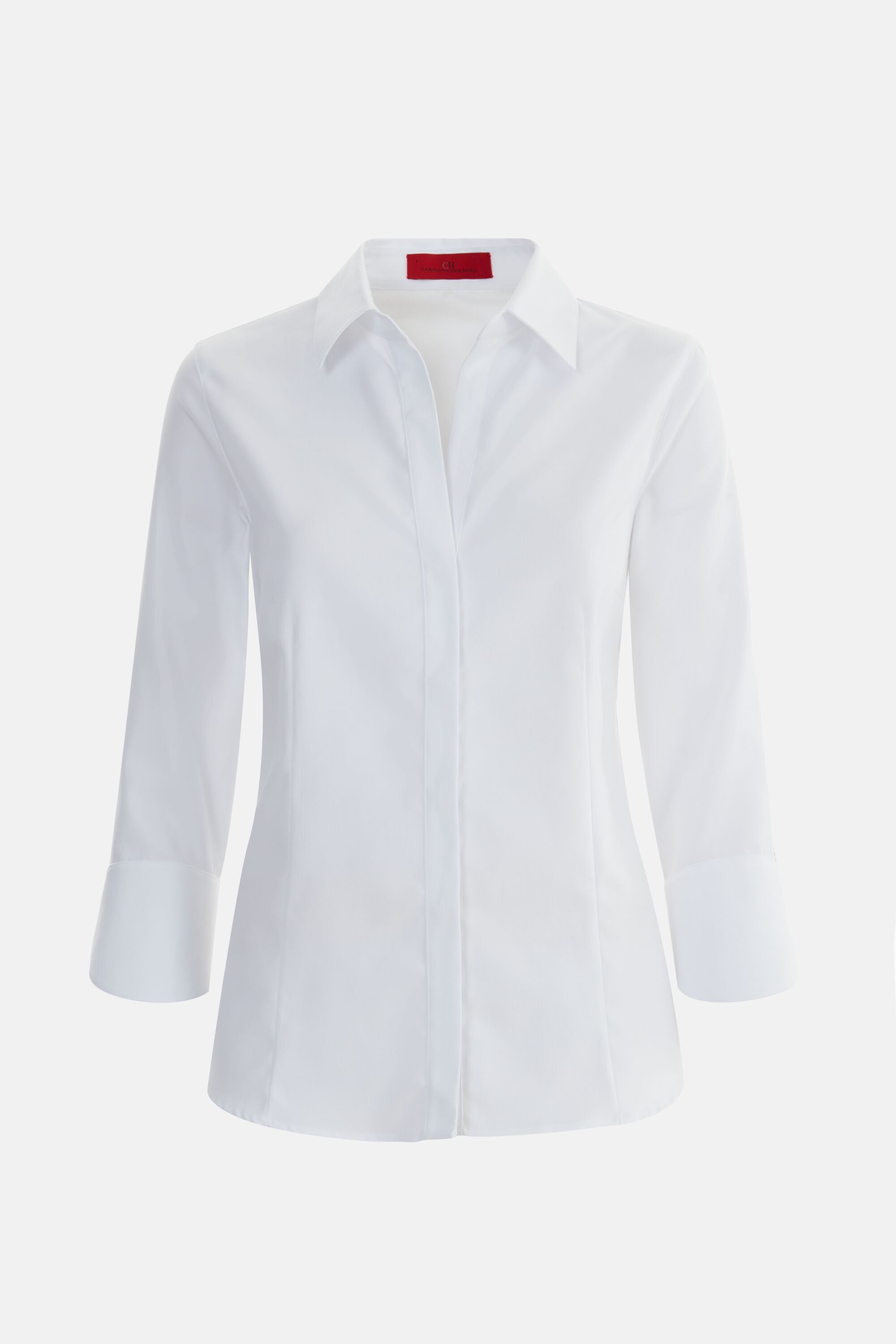Cufflink-Detailed Poplin Fitted Shirt with Double Cuffs