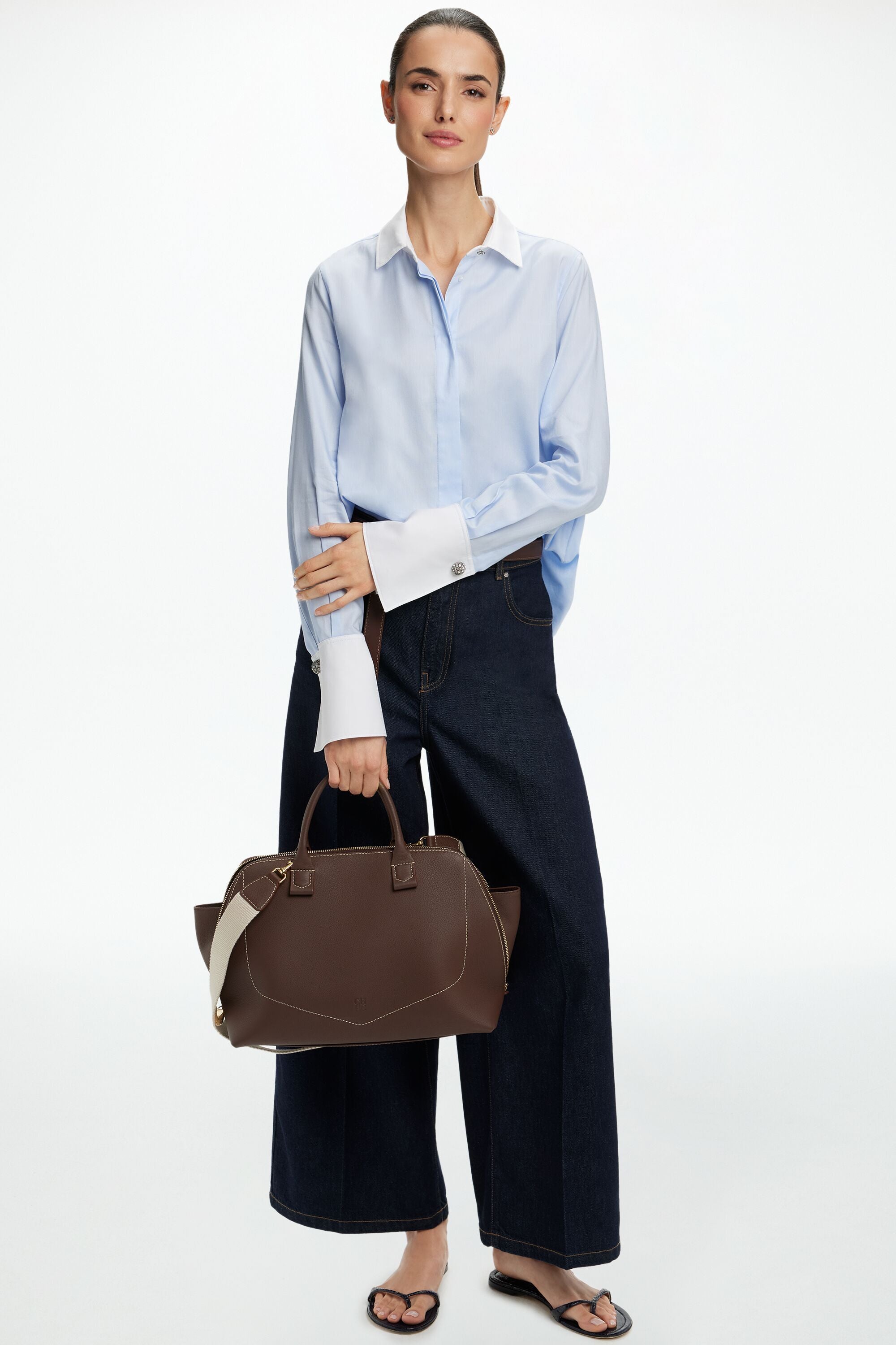 Pinpoint Fitted Shirt with Jewel Buttons sky blue - CH