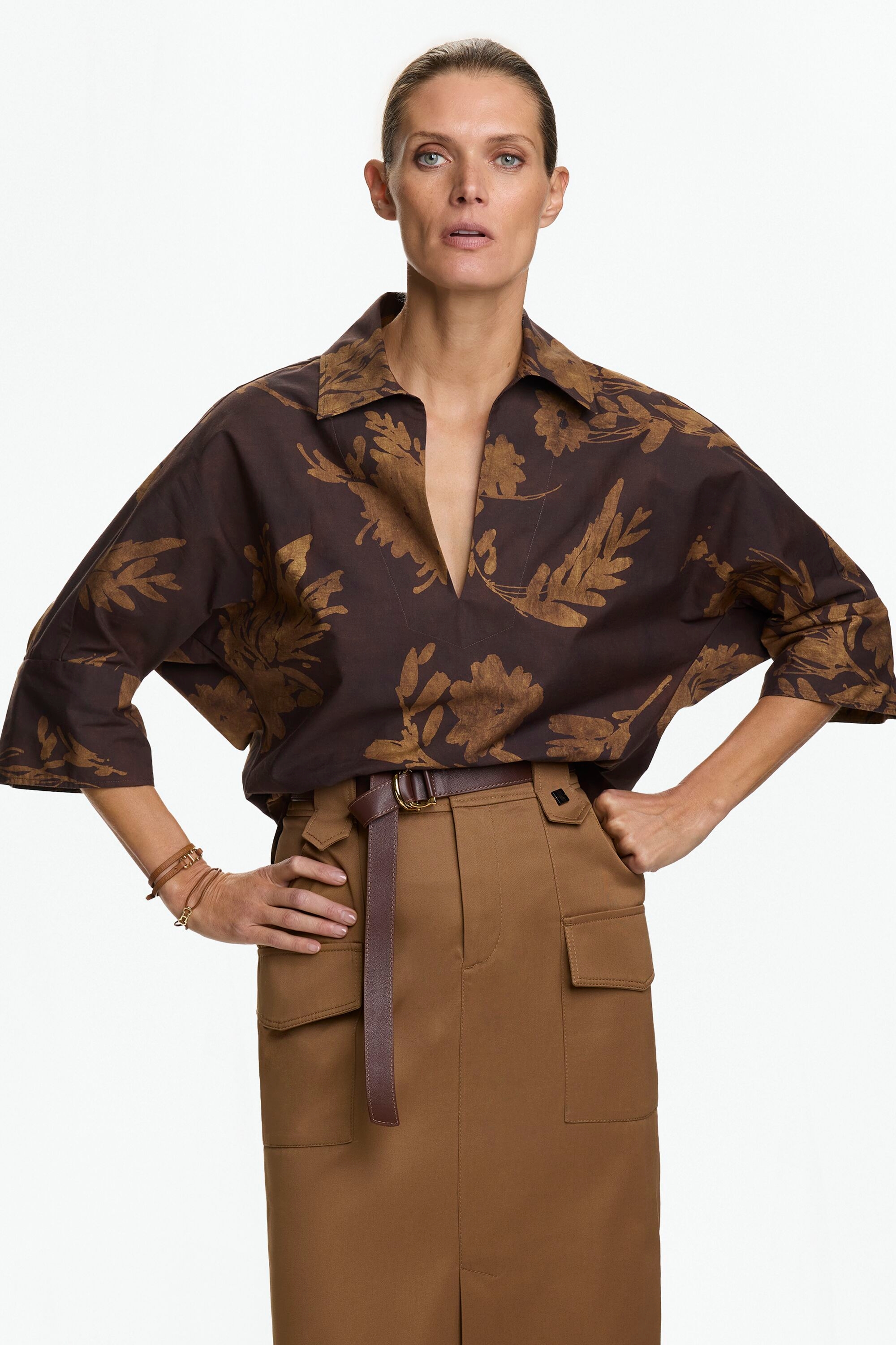 Print Poplin Cocoon Shirt