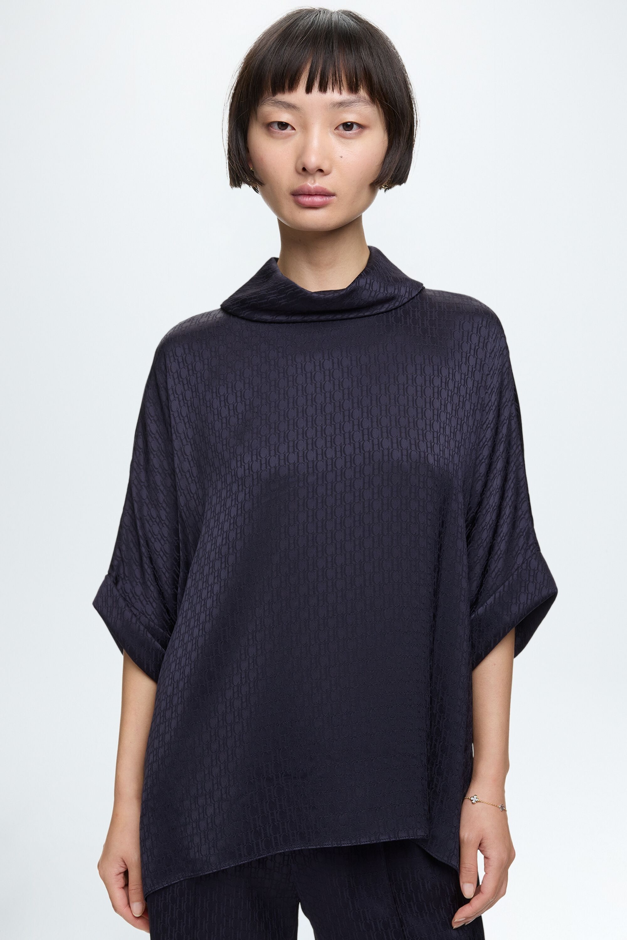 Top Oversize de Jacquard de Satén