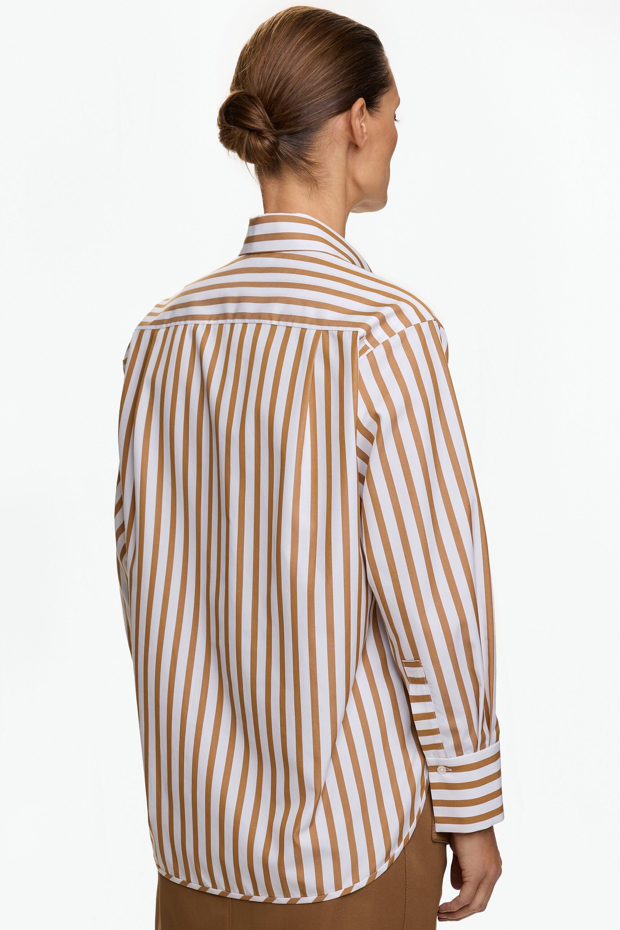 Striped Poplin Straight-Fit Shirt camel/white - CH Carolina