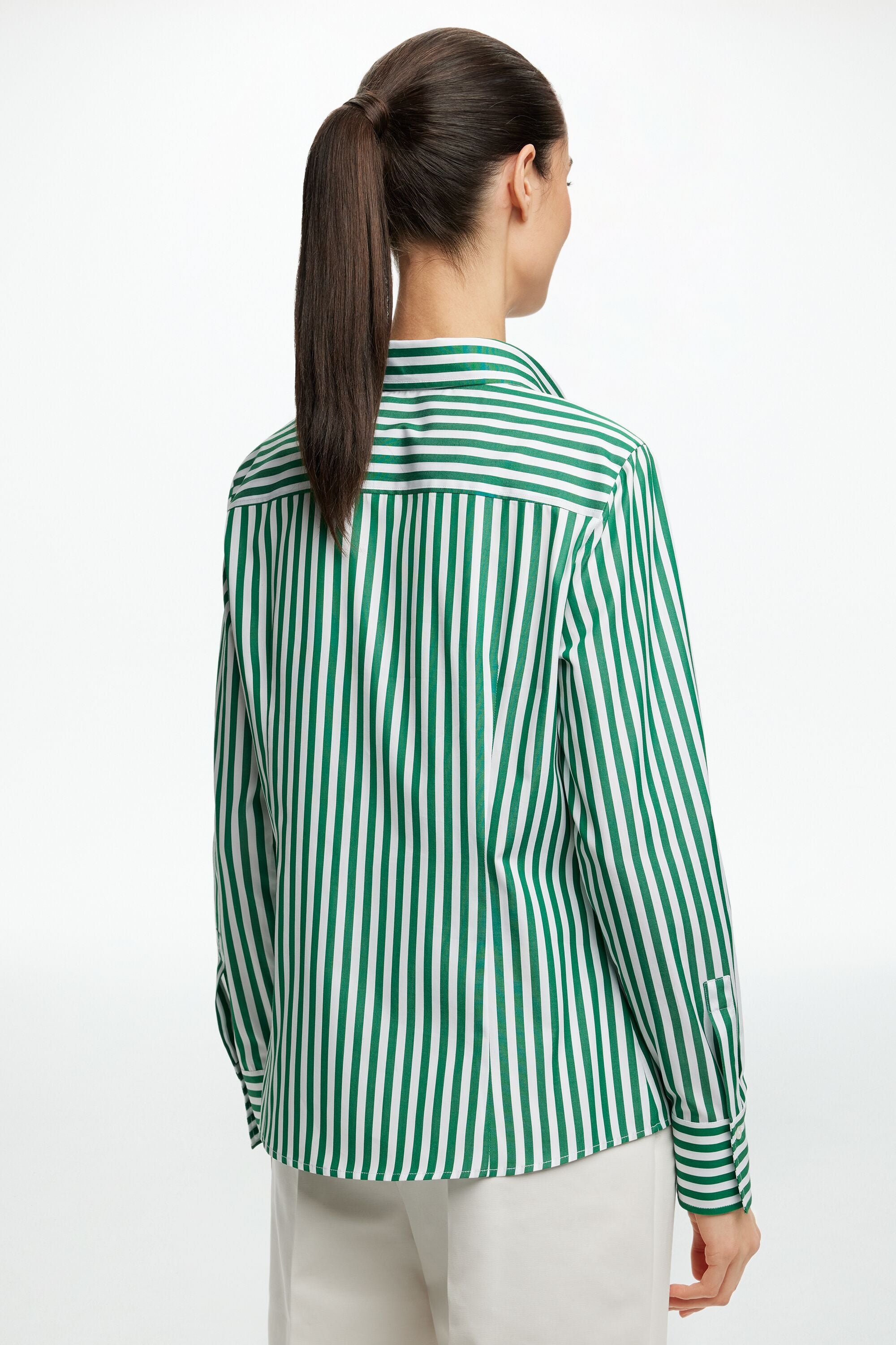 Striped Poplin Fitted Shirt green/white - CH Carolina Striped Poplin Fitted Shirt green/white - CH Carolina
