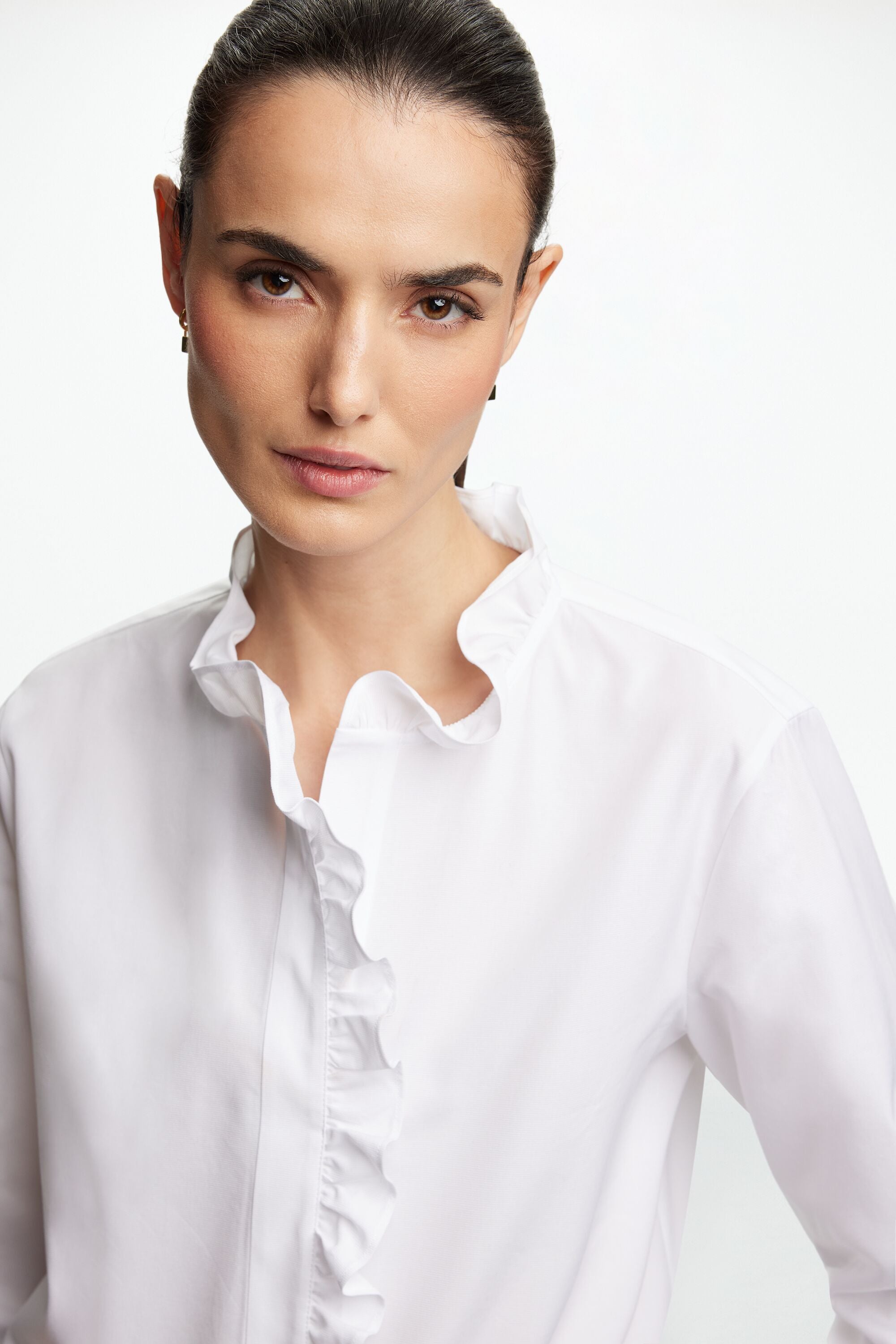 Ruffled Ottoman Fitted Shirt white - CH Carolina Herrera