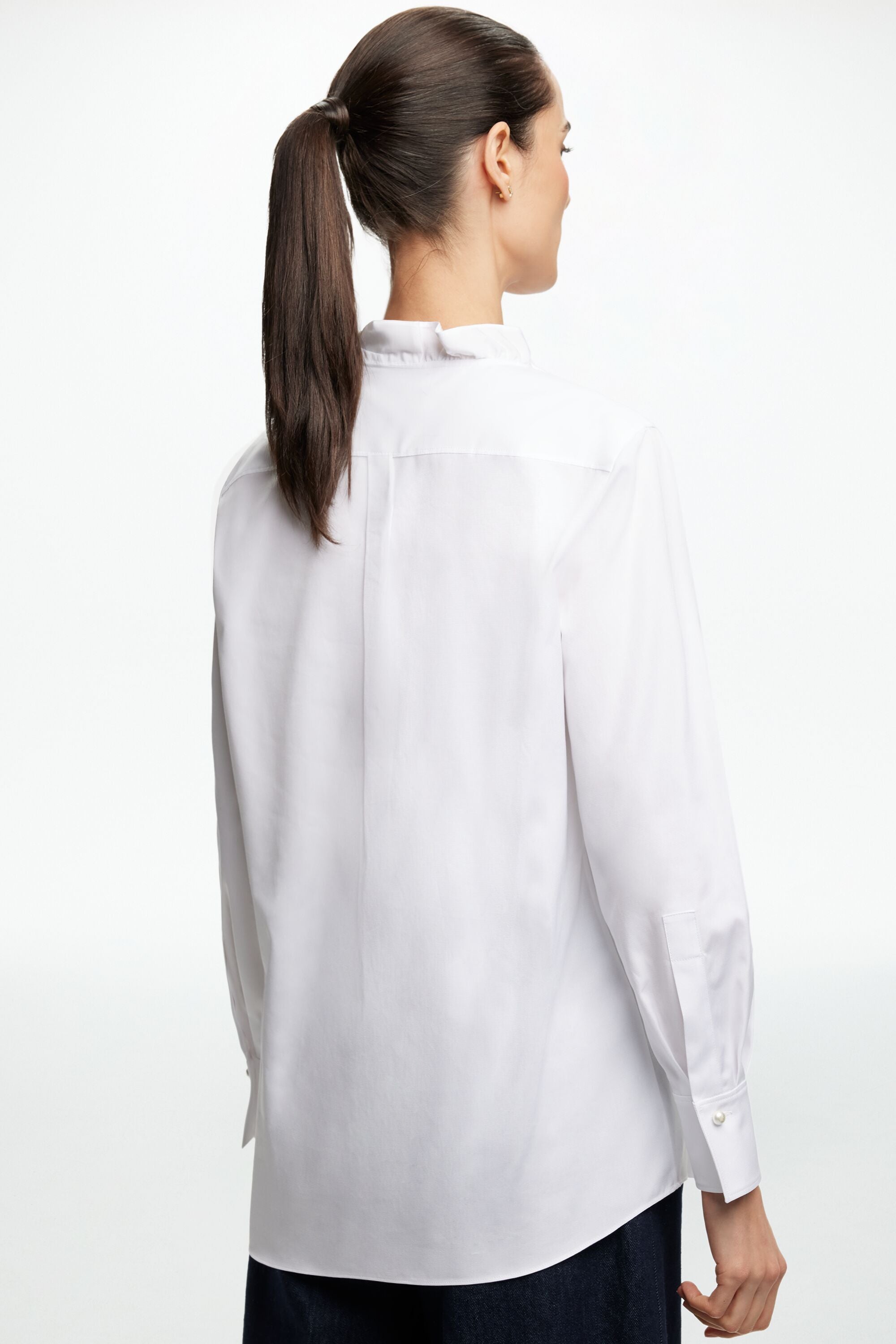 Ruffled Ottoman Fitted Shirt white - CH Carolina Herrera
