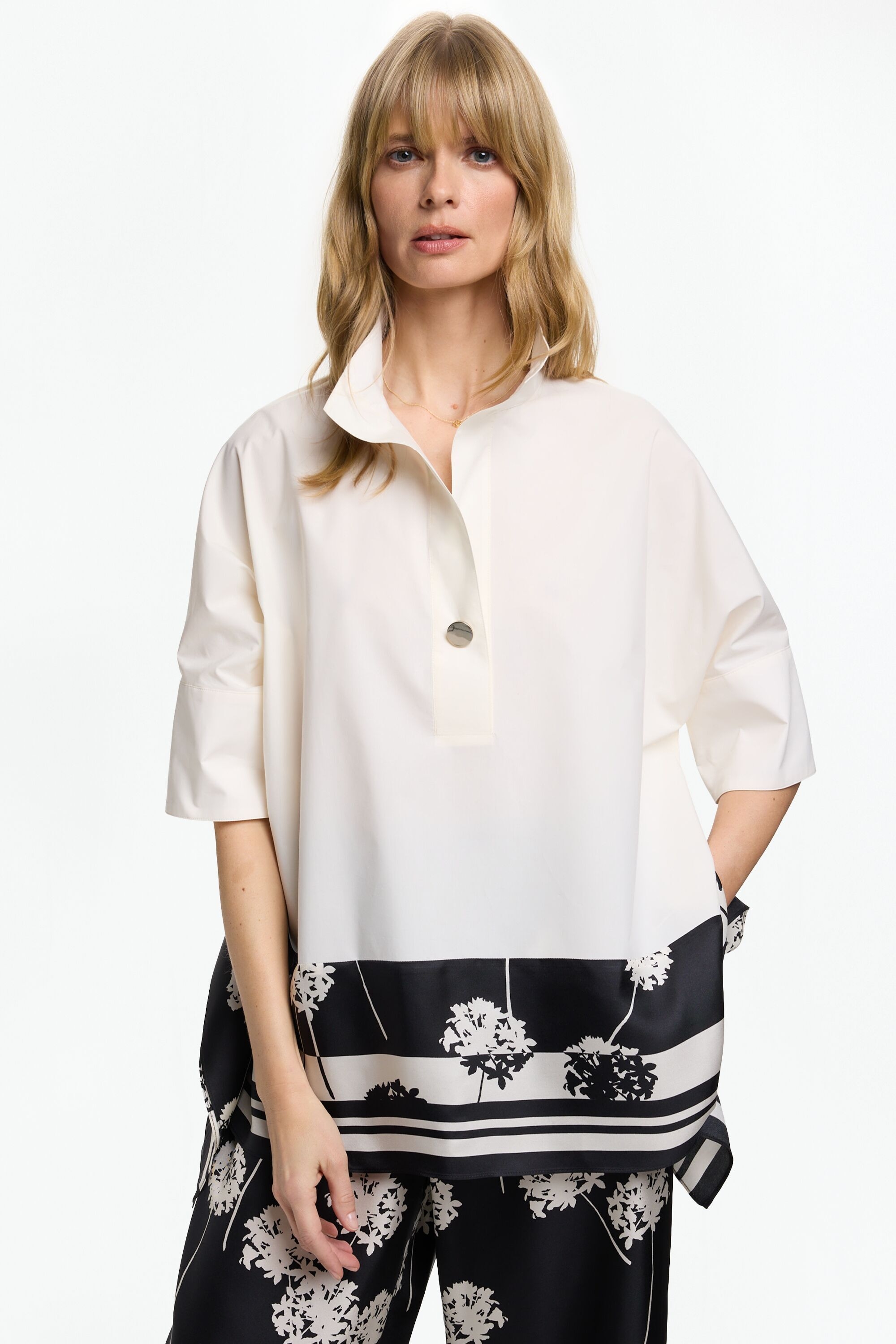 Jasmine Biznaga Print Twill Poplin Oversize Shirt