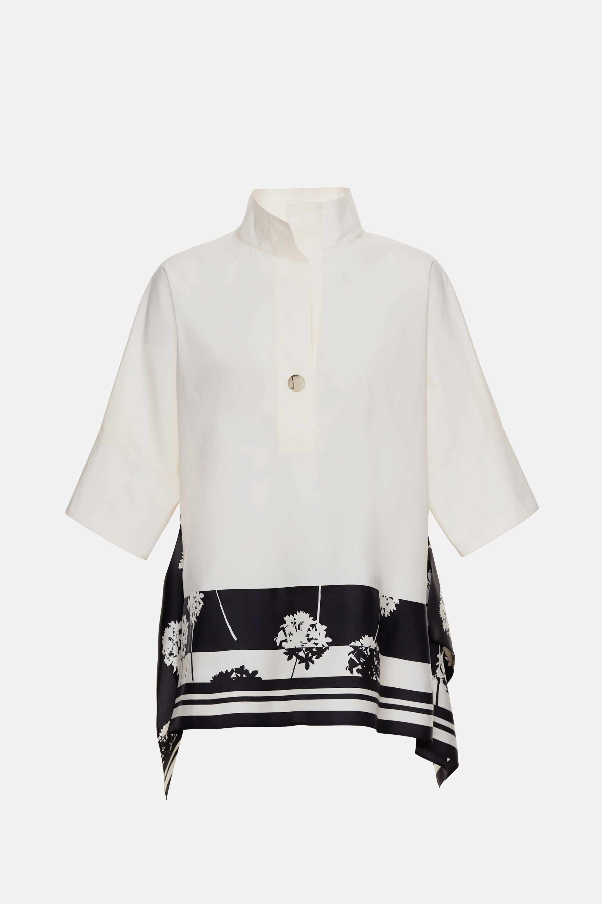 Jasmine Biznaga Print Twill Poplin Oversize Shirt ecru/black