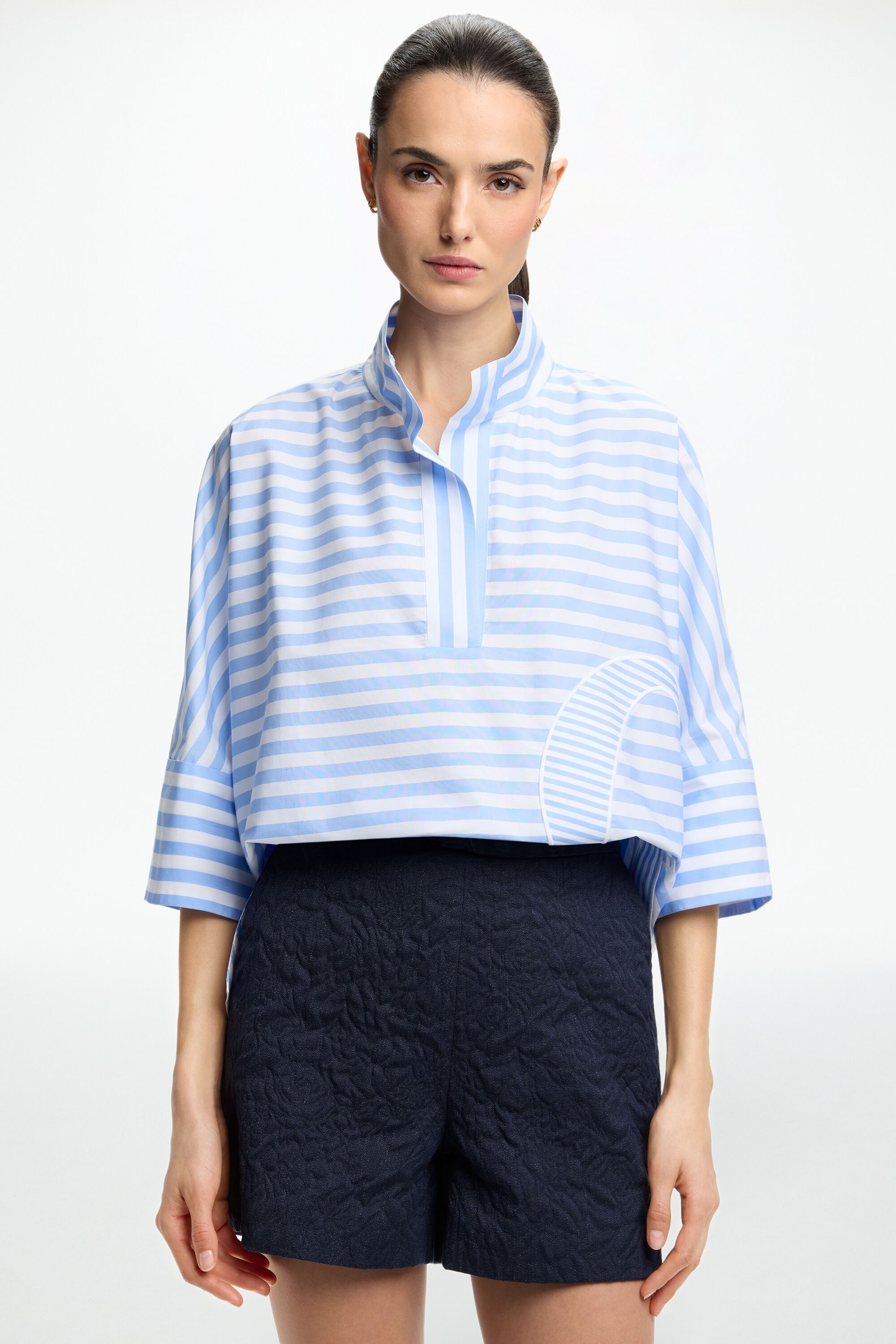 Initials Insignia Striped Poplin Oversize Shirt