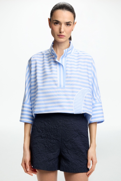 INITIALS INSIGNIA STRIPED POPLIN OVERSIZE SHIRT