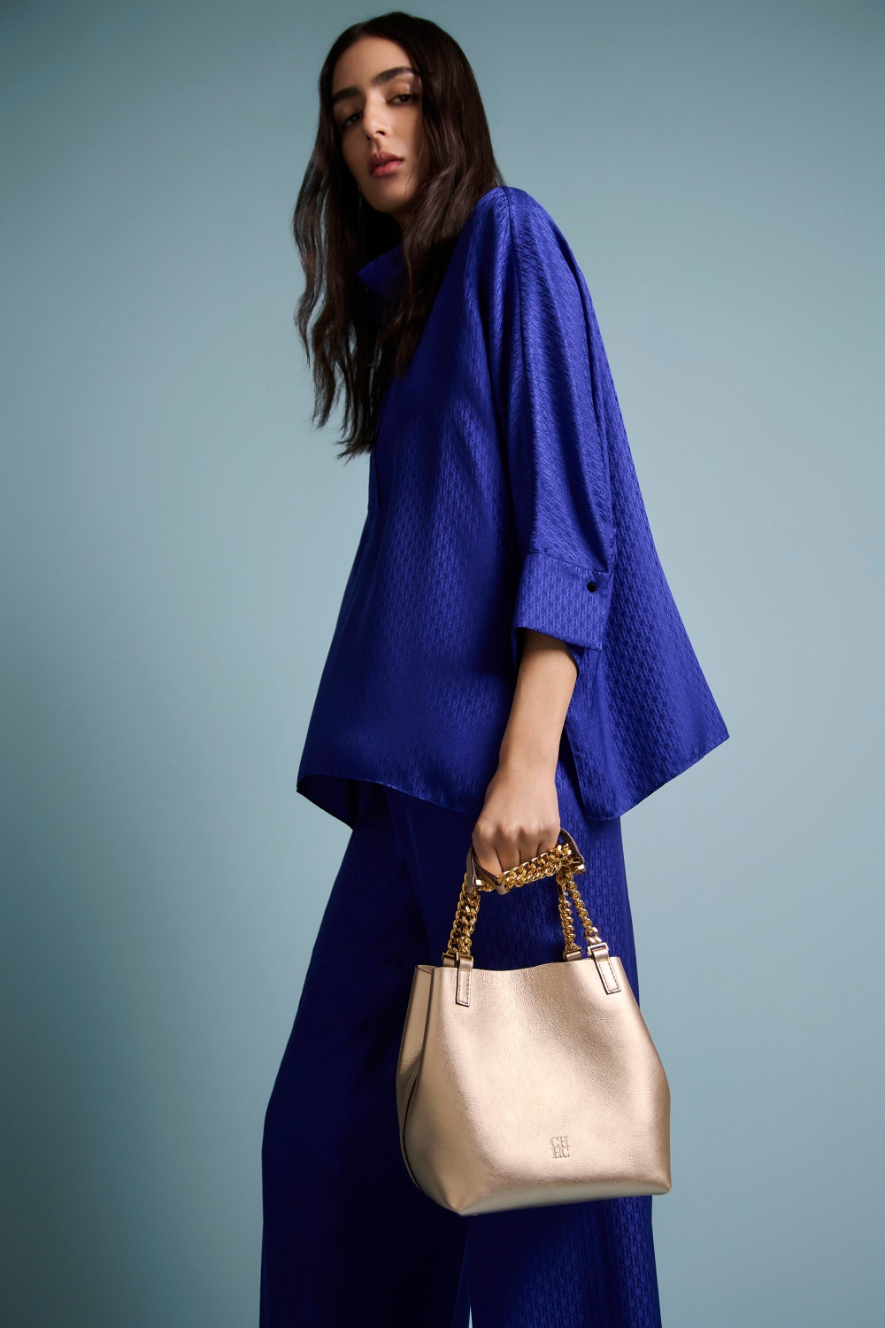 CH JACQUARD CREPE DE CHINE OVERSIZE SHIRT